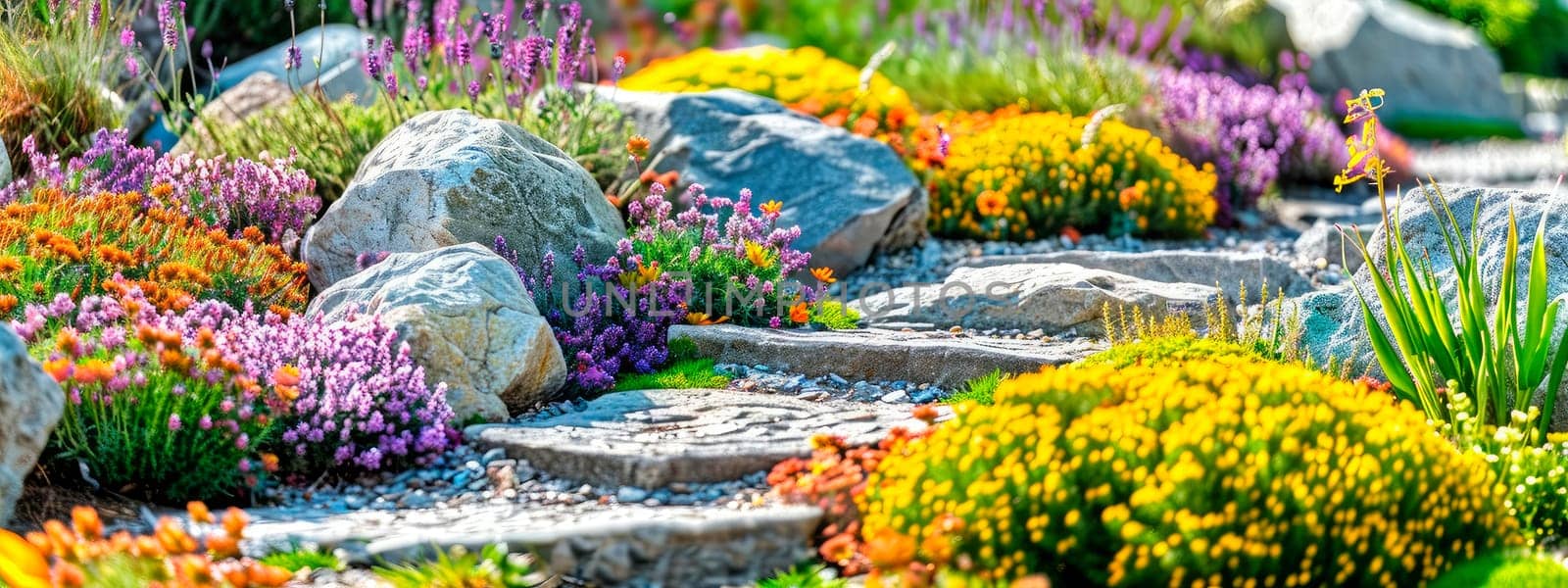 Stones and flowers are a beautiful landscape. Selective focus. by yanadjana