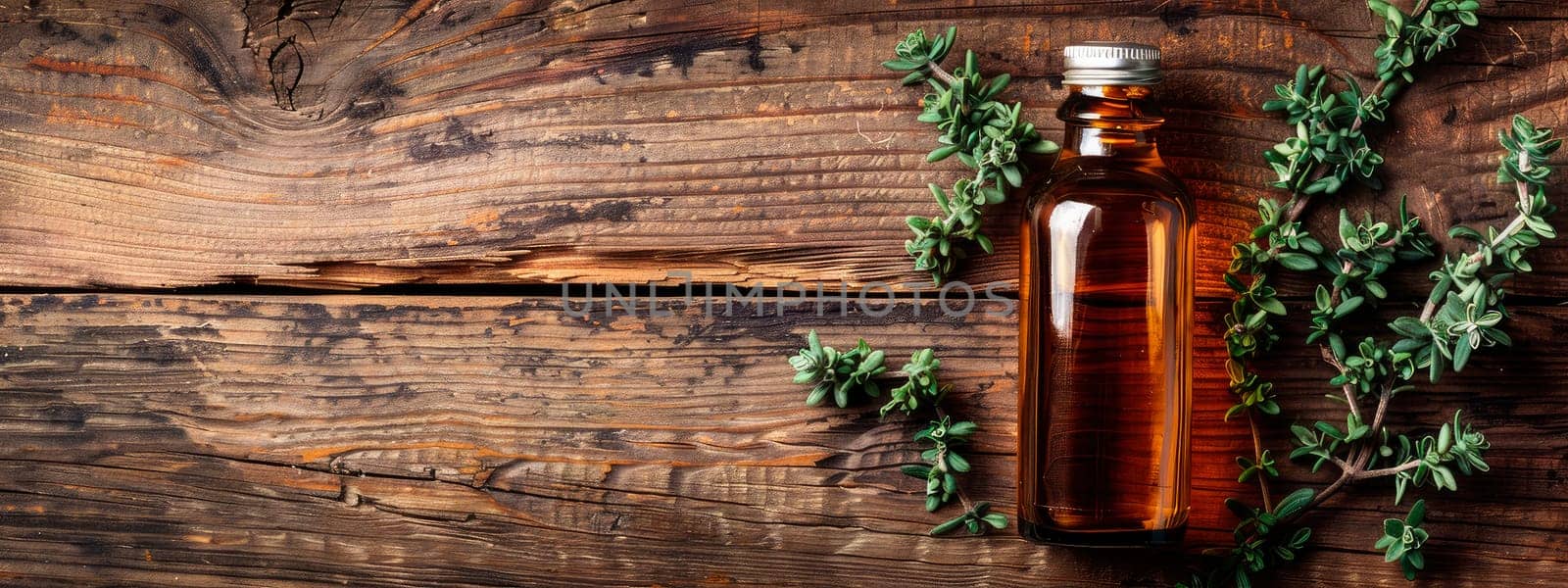 wormwood essential oil in a bottle. selective focus. by yanadjana
