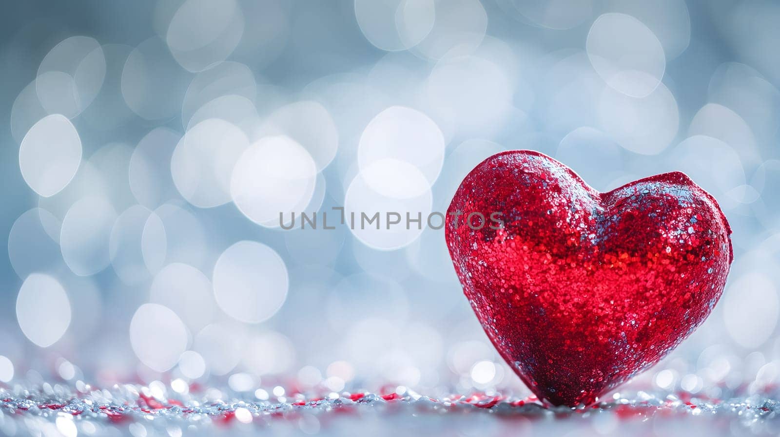 Red heart on table with selective focus and bokeh background for valentine day greeting card. by z1b