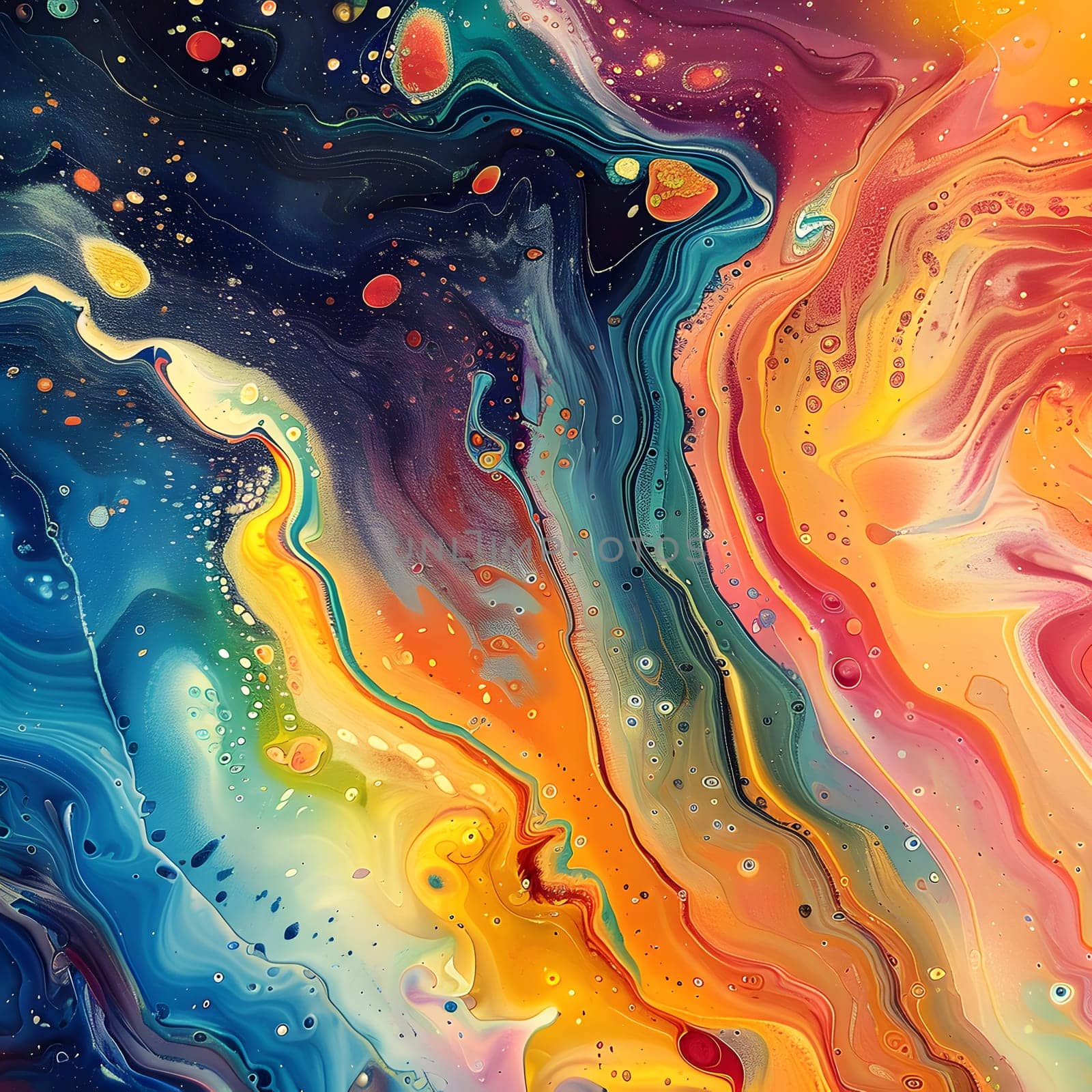 Detailed closeup of vibrant painting depicting liquid nature in azure world by Nadtochiy