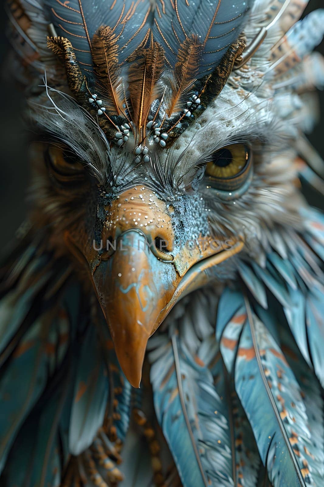 Close up of a Phasianidae bird with electric blue feathers on its head by Nadtochiy