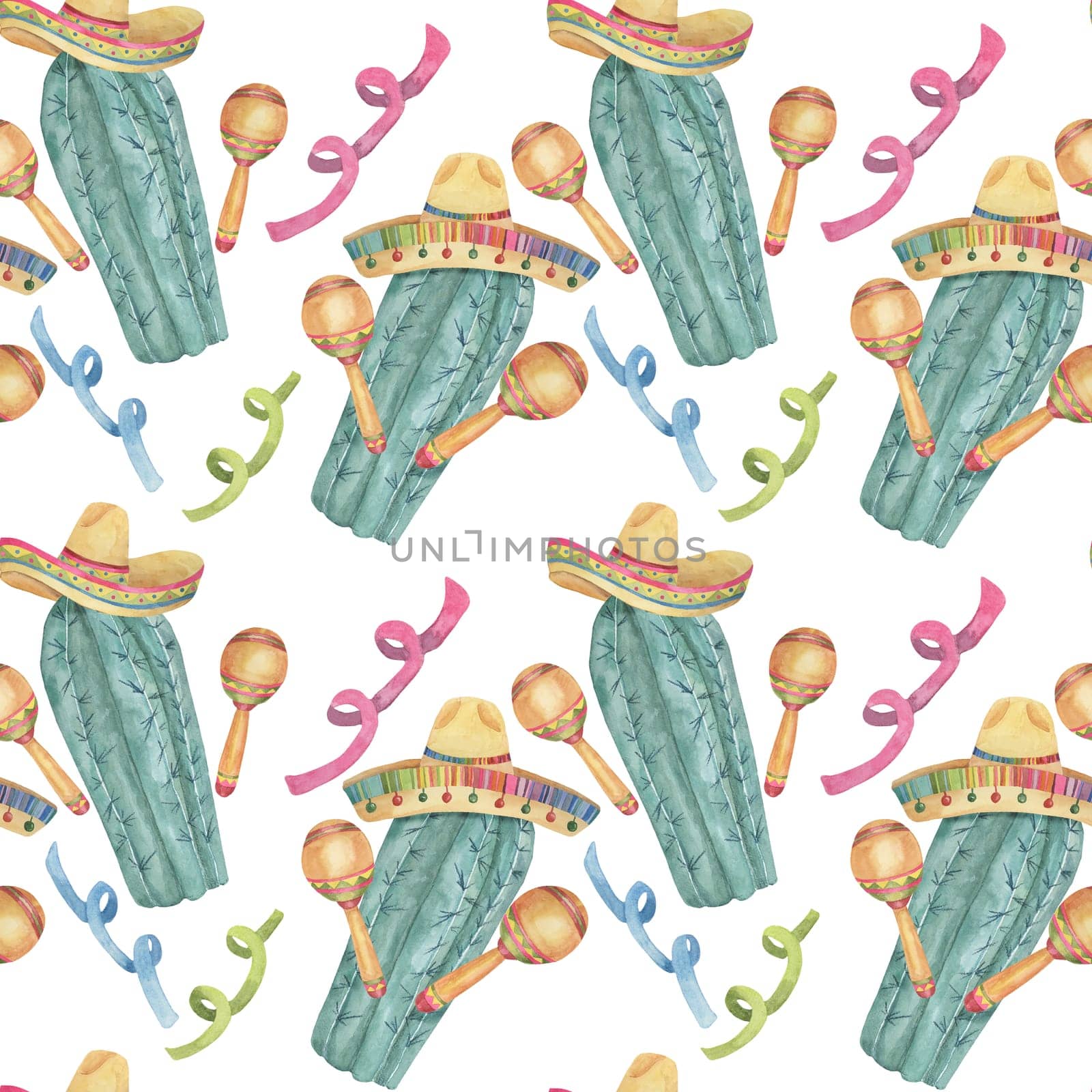 Cinco de Mayo Mexican cactus seamless pattern by Fofito