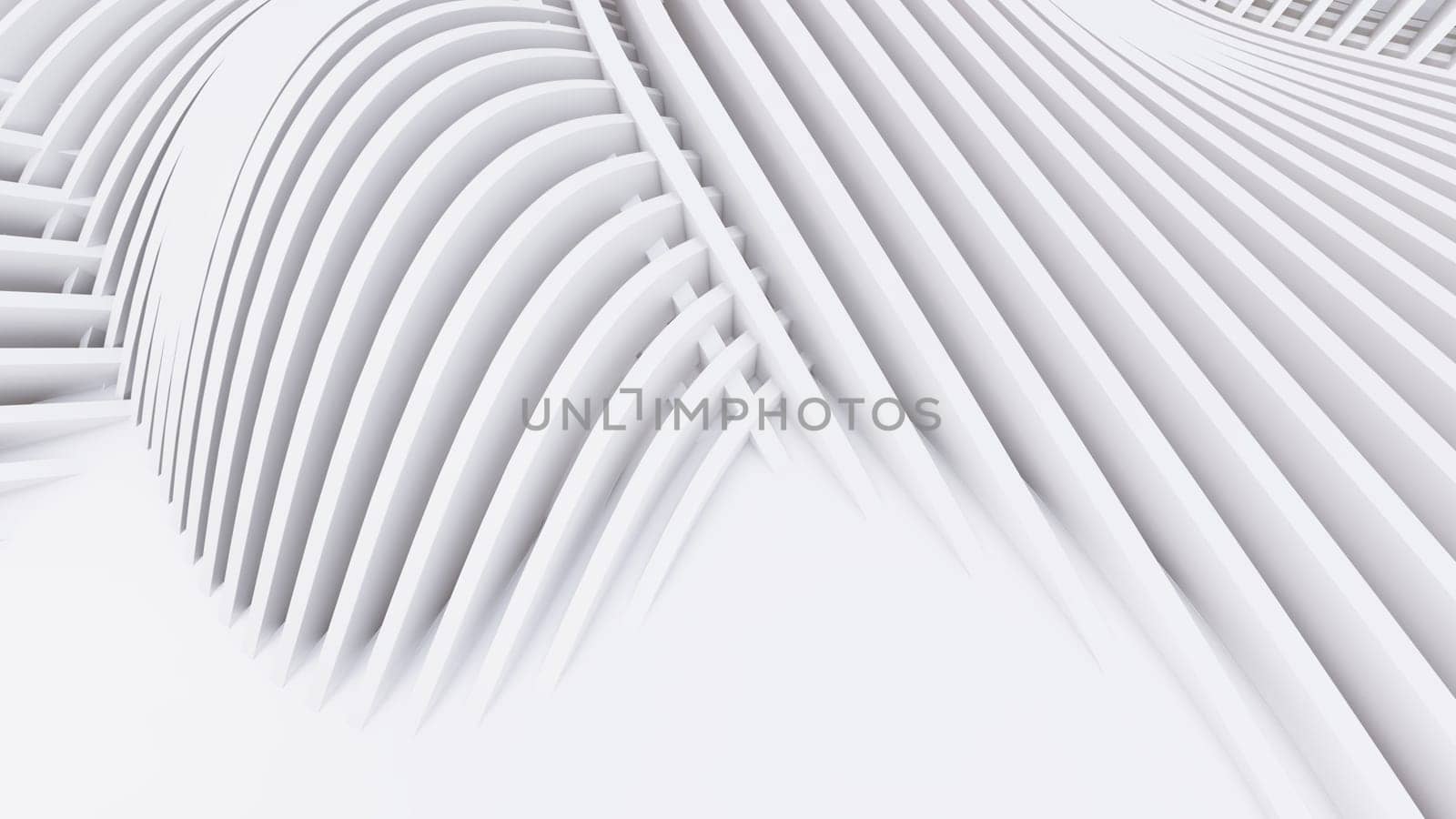 Abstract Curved Shapes. White Circular Background. Abstract background. 3d illustration