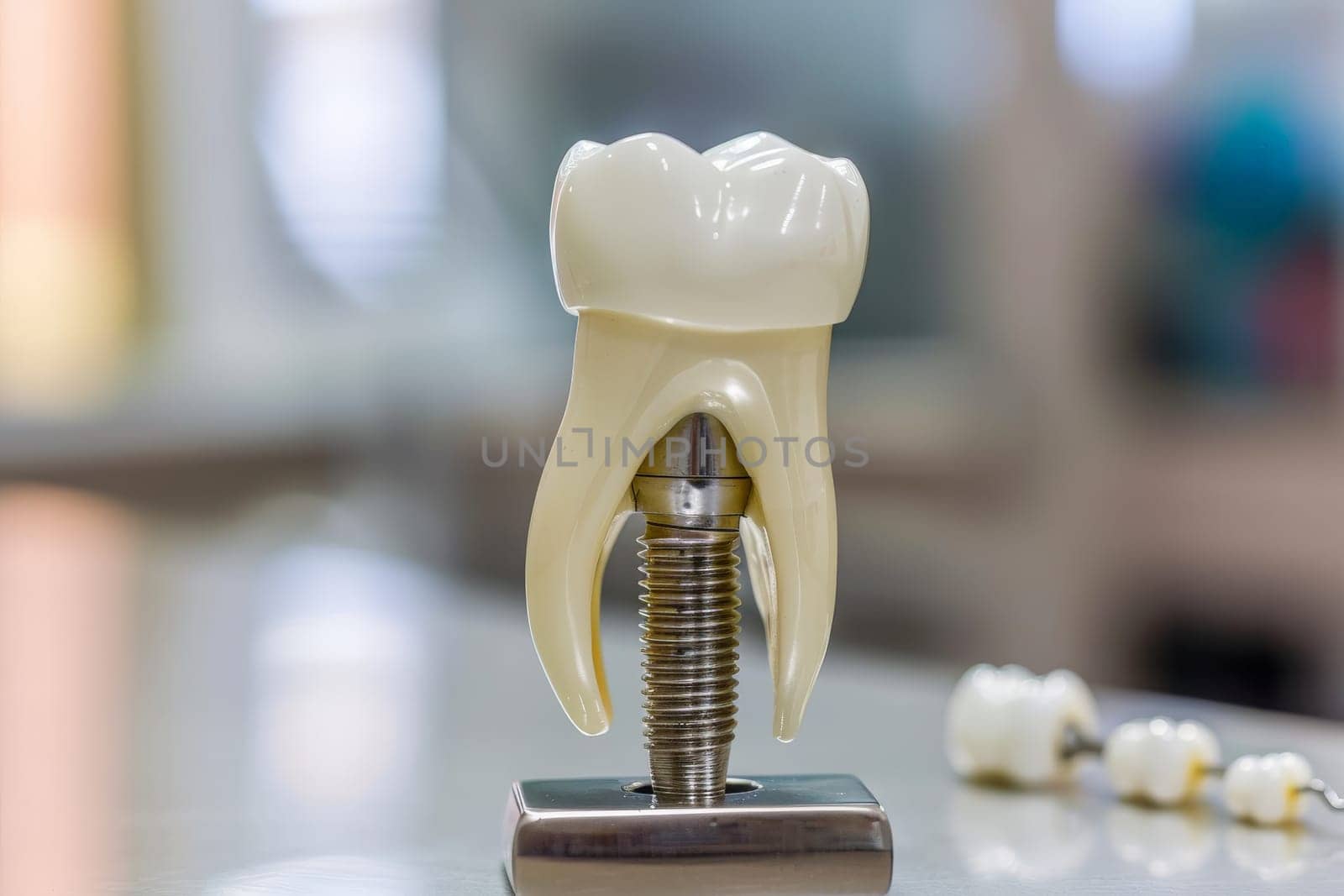 Dental Implant Procedure Implant Supported Teeth. Generative AI.