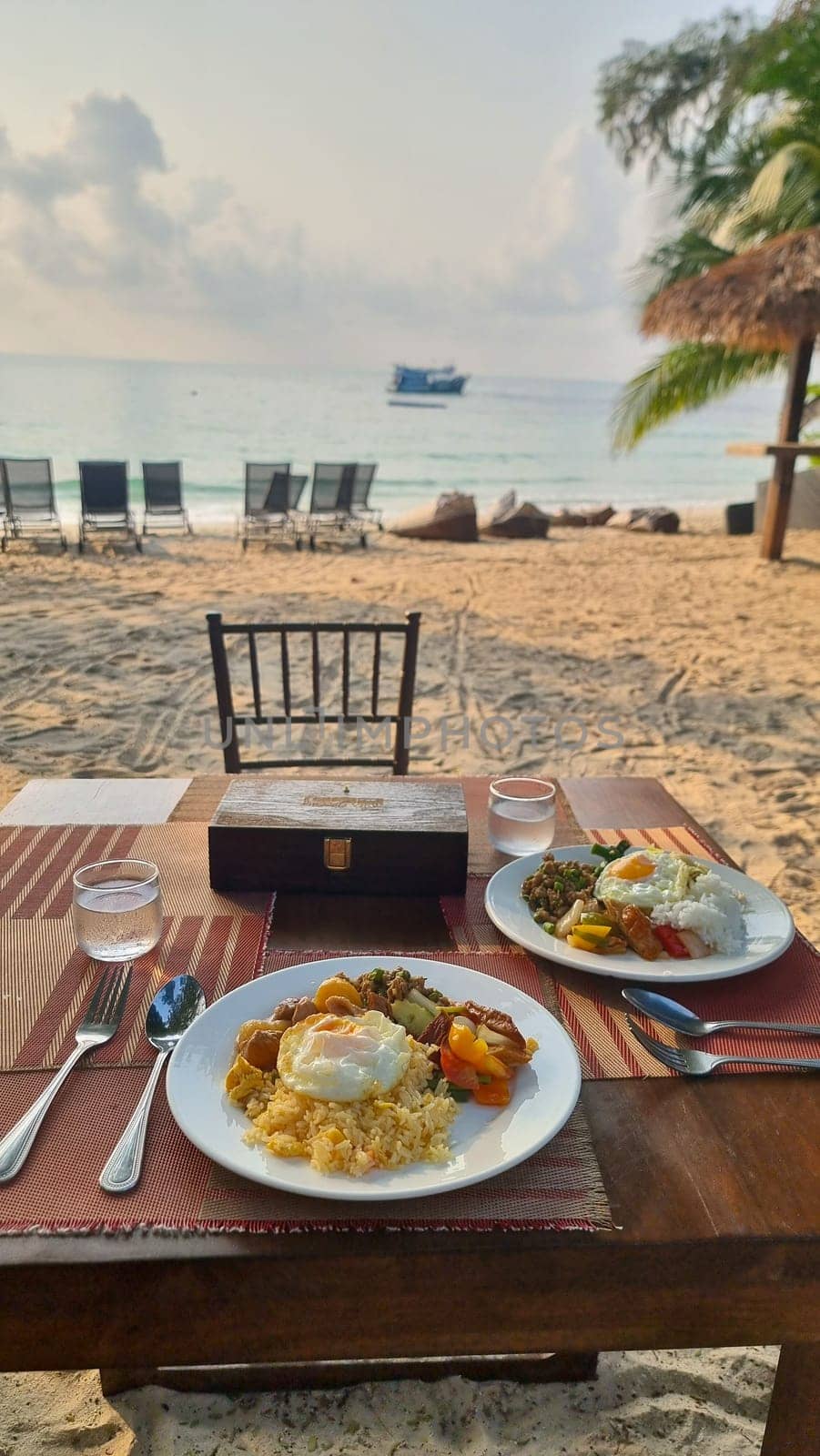 breakfast on the beach at the island of Koh Samet Thailand