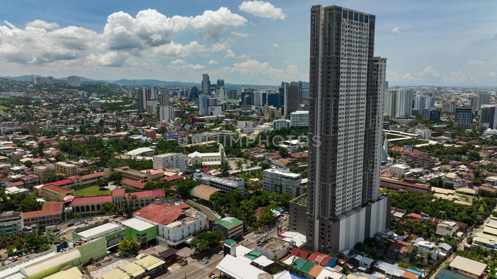 Buildings and skyscrapers in Cebu city. Cityscape in the Philippines.