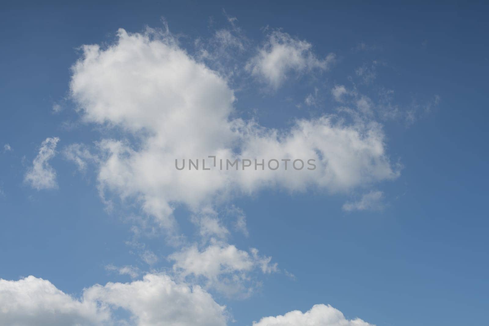 Blue summer sky white cumulus clouds background -image