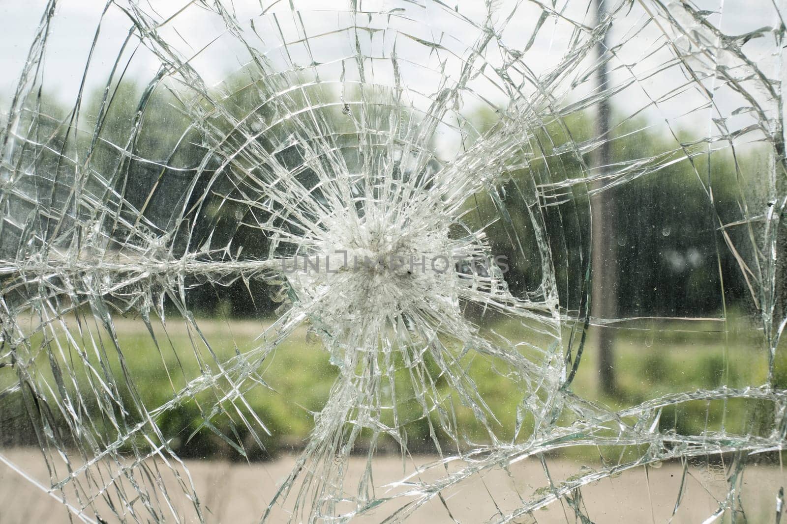 Accident cracked damaged broken shopping mall window glass by zartarn