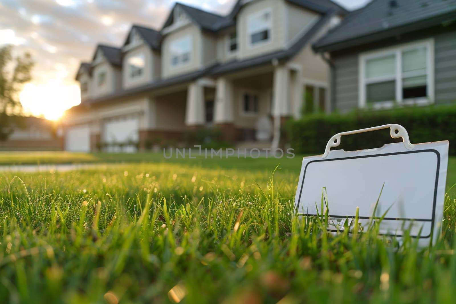 Real Estate concept. Empty sign board for rent house by itchaznong