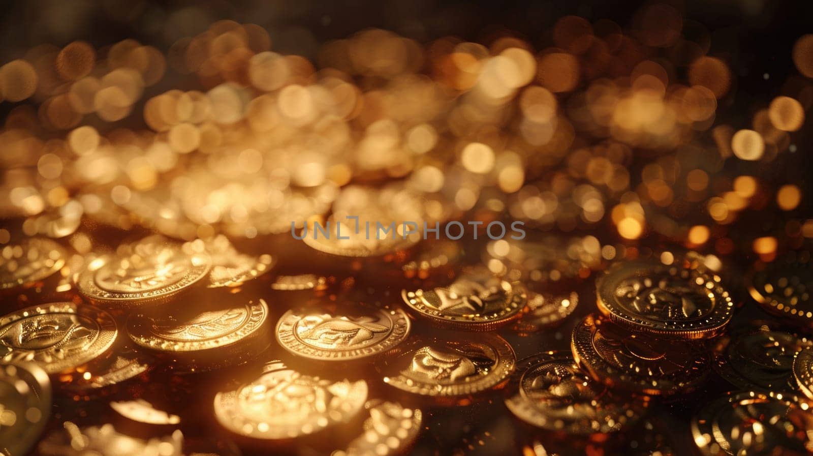 A stack of shiny gold coins stacked neatly on top of a table, creating an image of wealth and opulence.