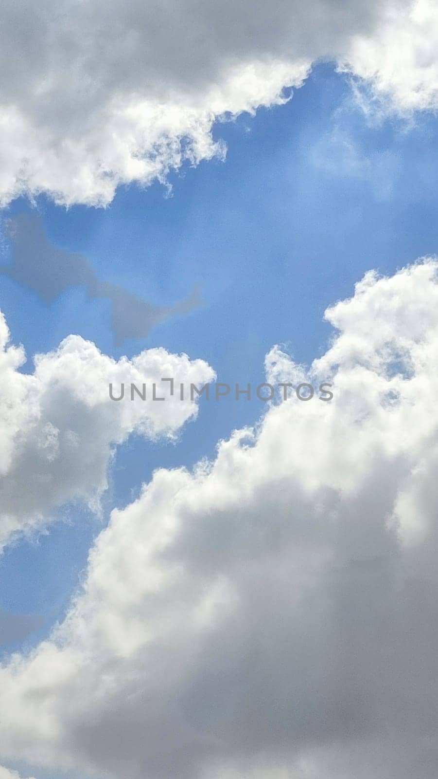 blue sky, white clouds background spring nature weather atmosphere. High quality photo