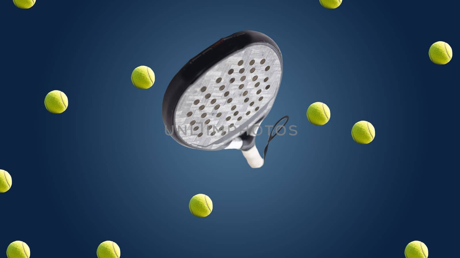 Padel racket and ball on isolated background.