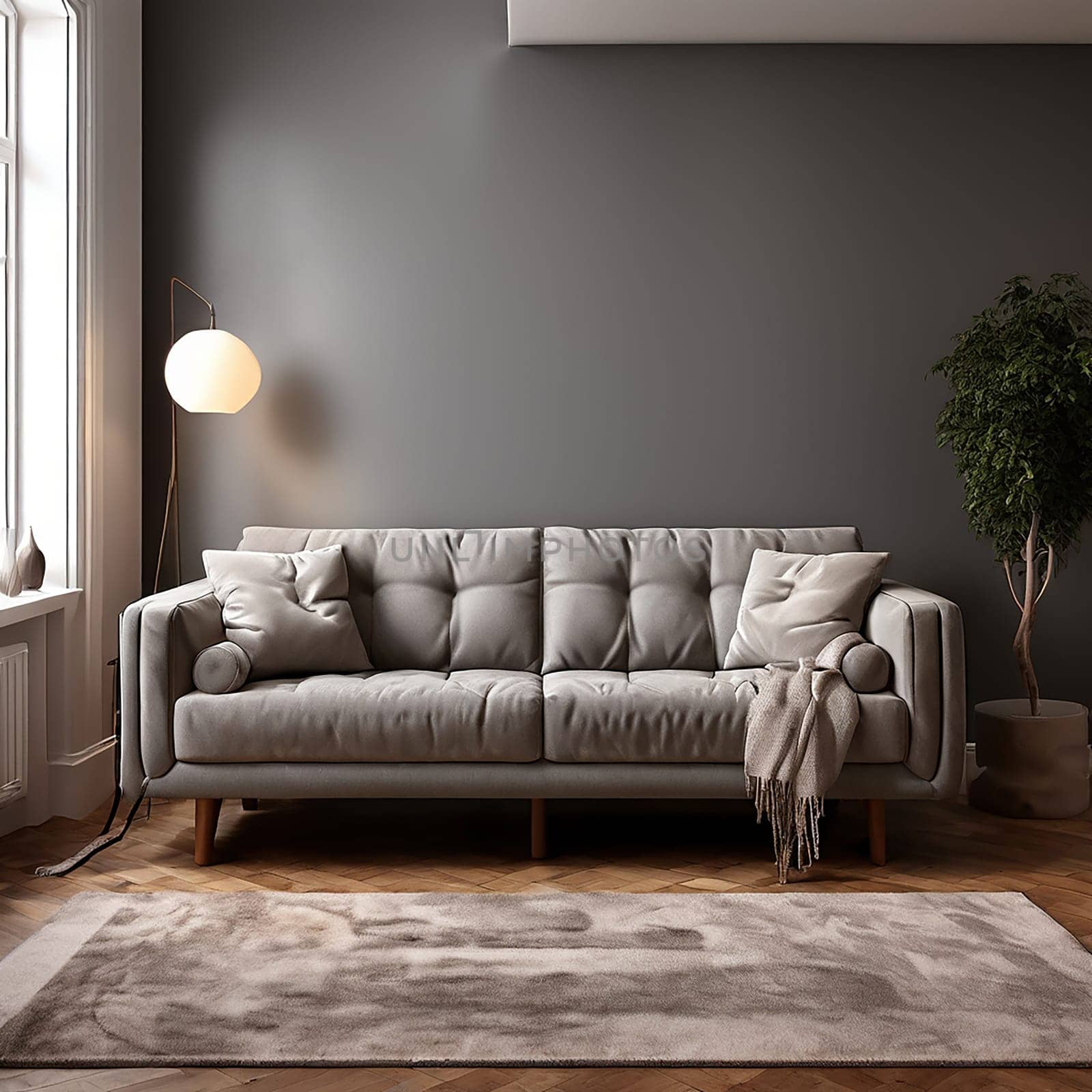 Sofa Serenity: Creating a Tranquil Living Room with Copy Space by Petrichor
