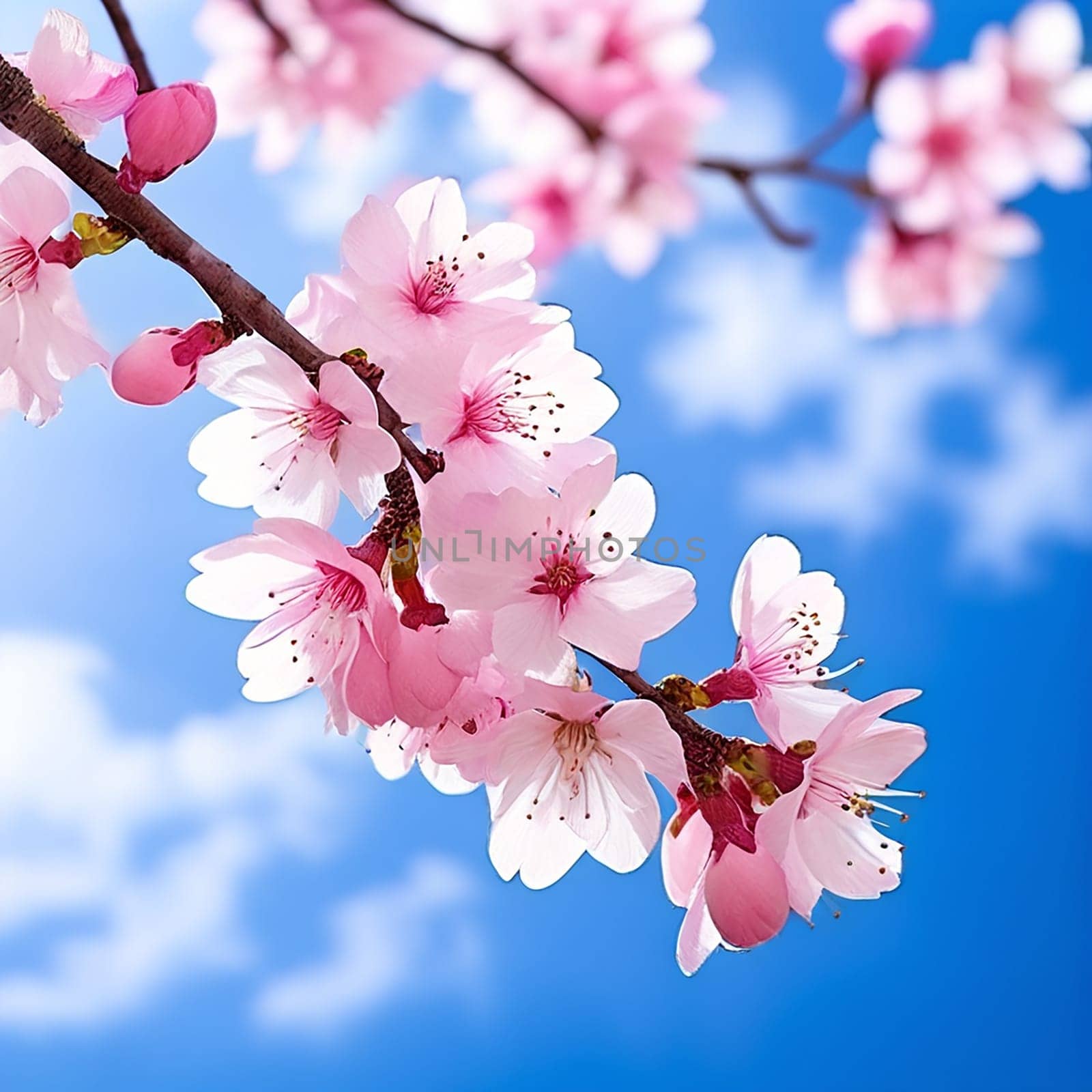 Nature's Delight: Spring Blossom Background with Sakura Trees and Vibrant Flowers by Petrichor