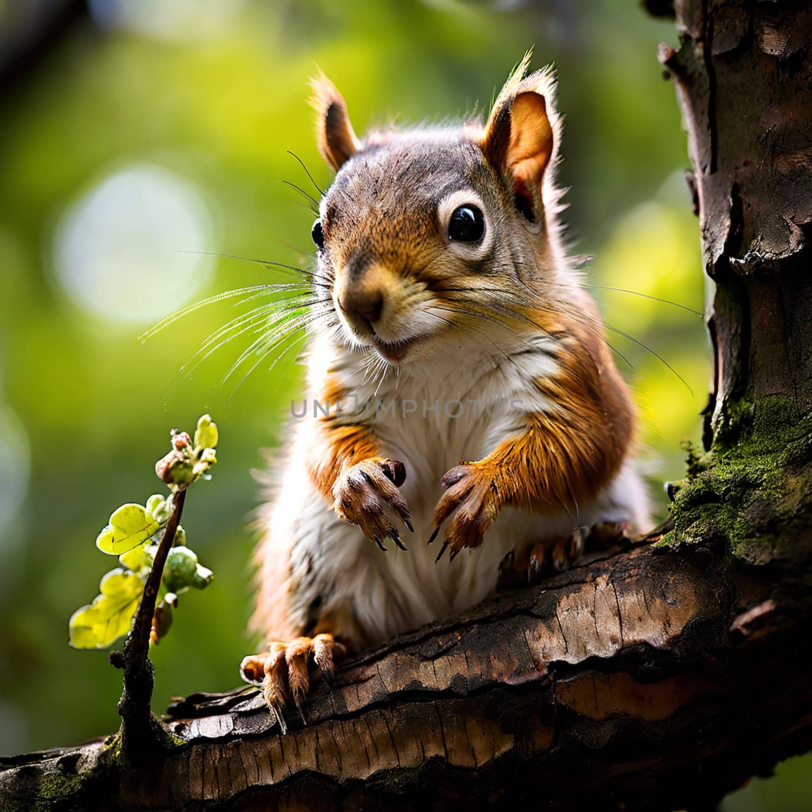 The Watchful Observer: A Squirrel Sitting on a Tree Branch by Petrichor