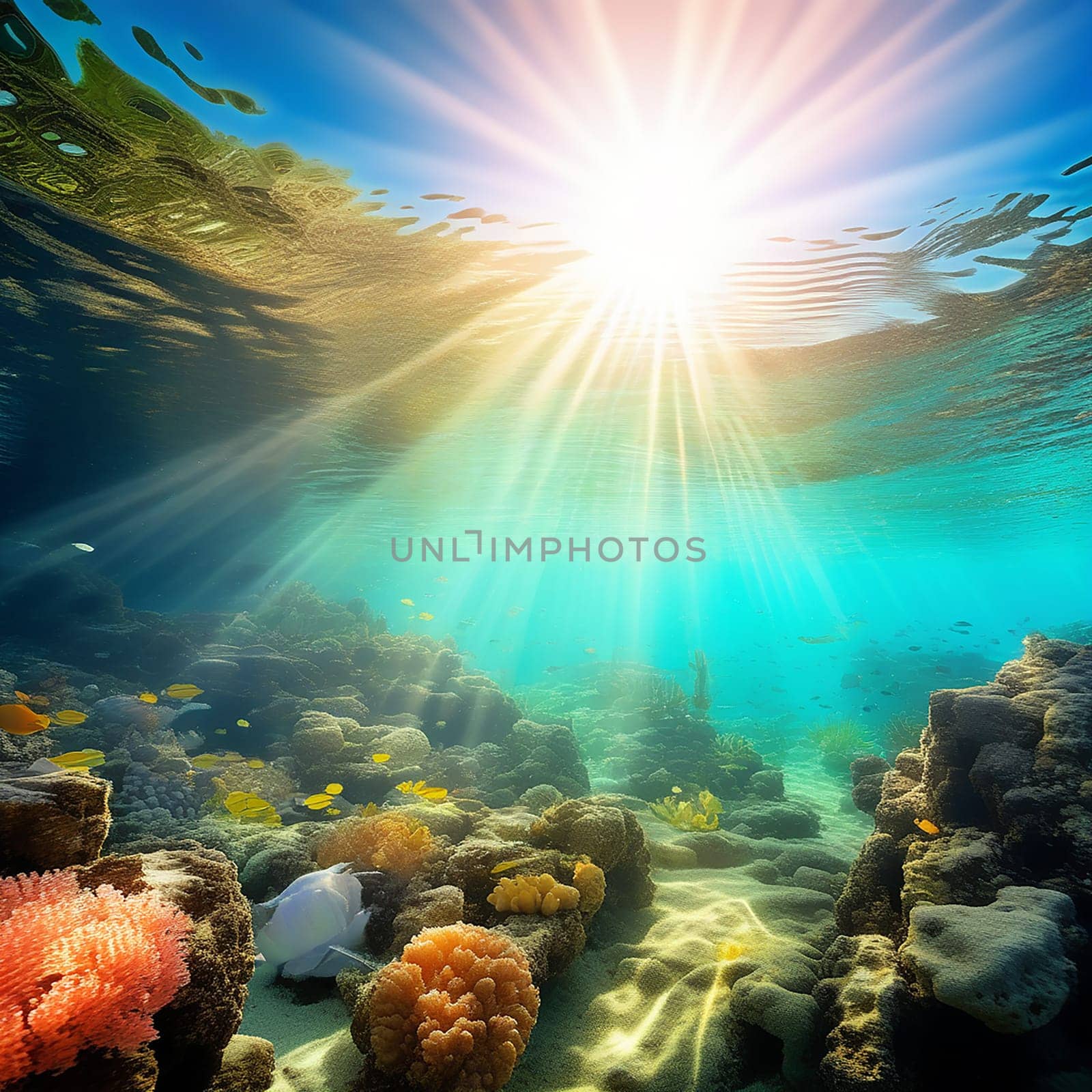 Exploring the Underwater Tropical Seabed with Reef and Sunlight