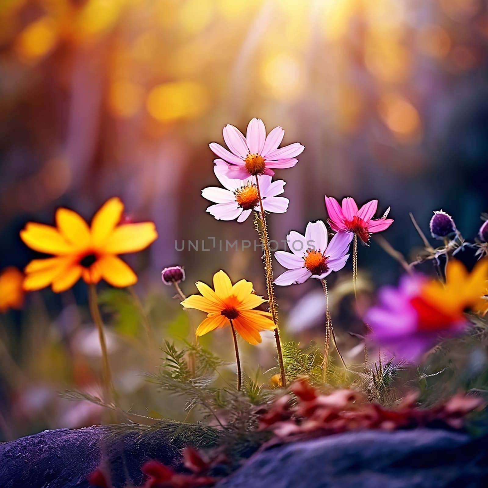 Seasonal Beauty: Wild Flowers Blooming on Summer or Autumn Nature Background, Website Banner by Petrichor