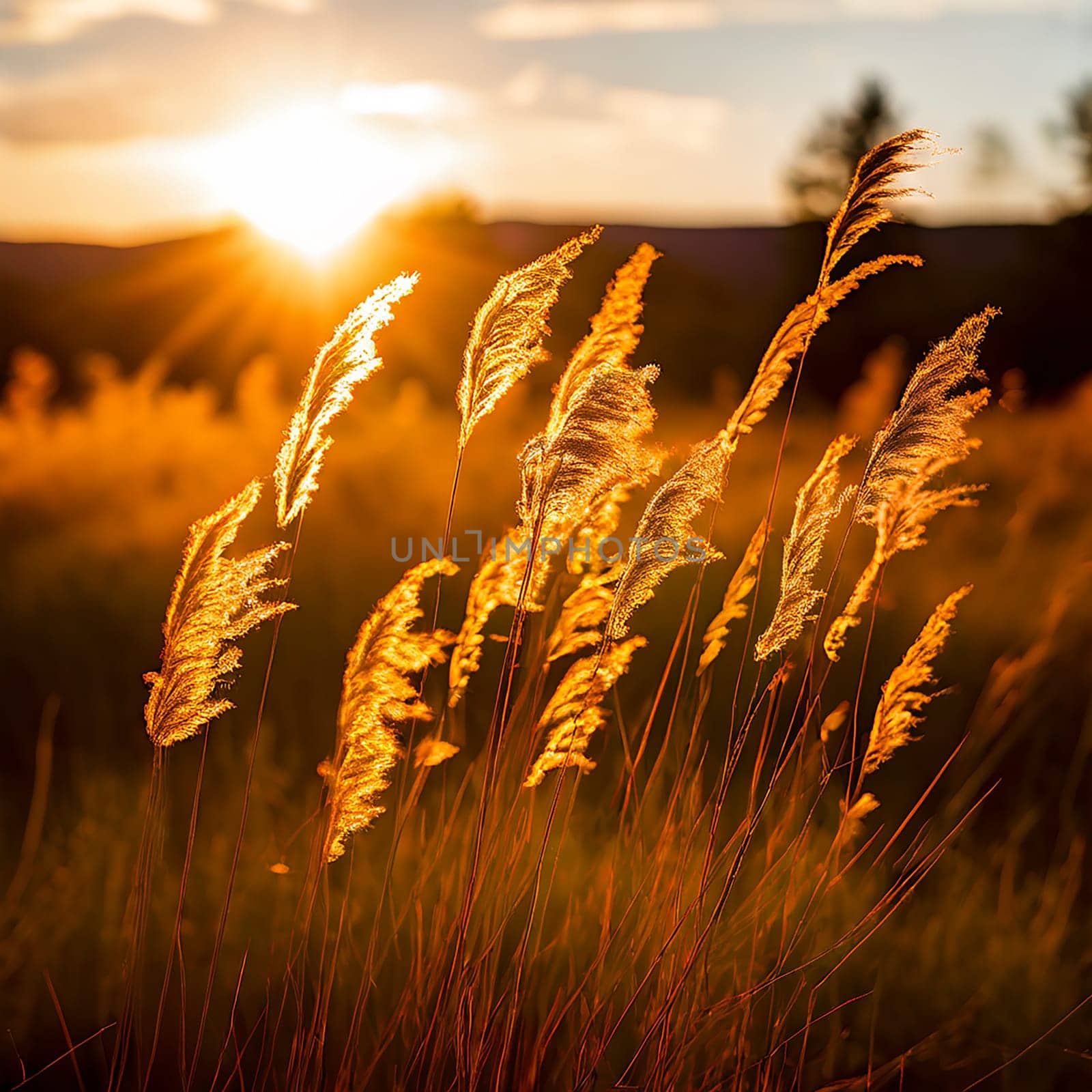 Nature's Embrace: Blowing Wildgrass Gently Caressed by Warm Sunlight by Petrichor