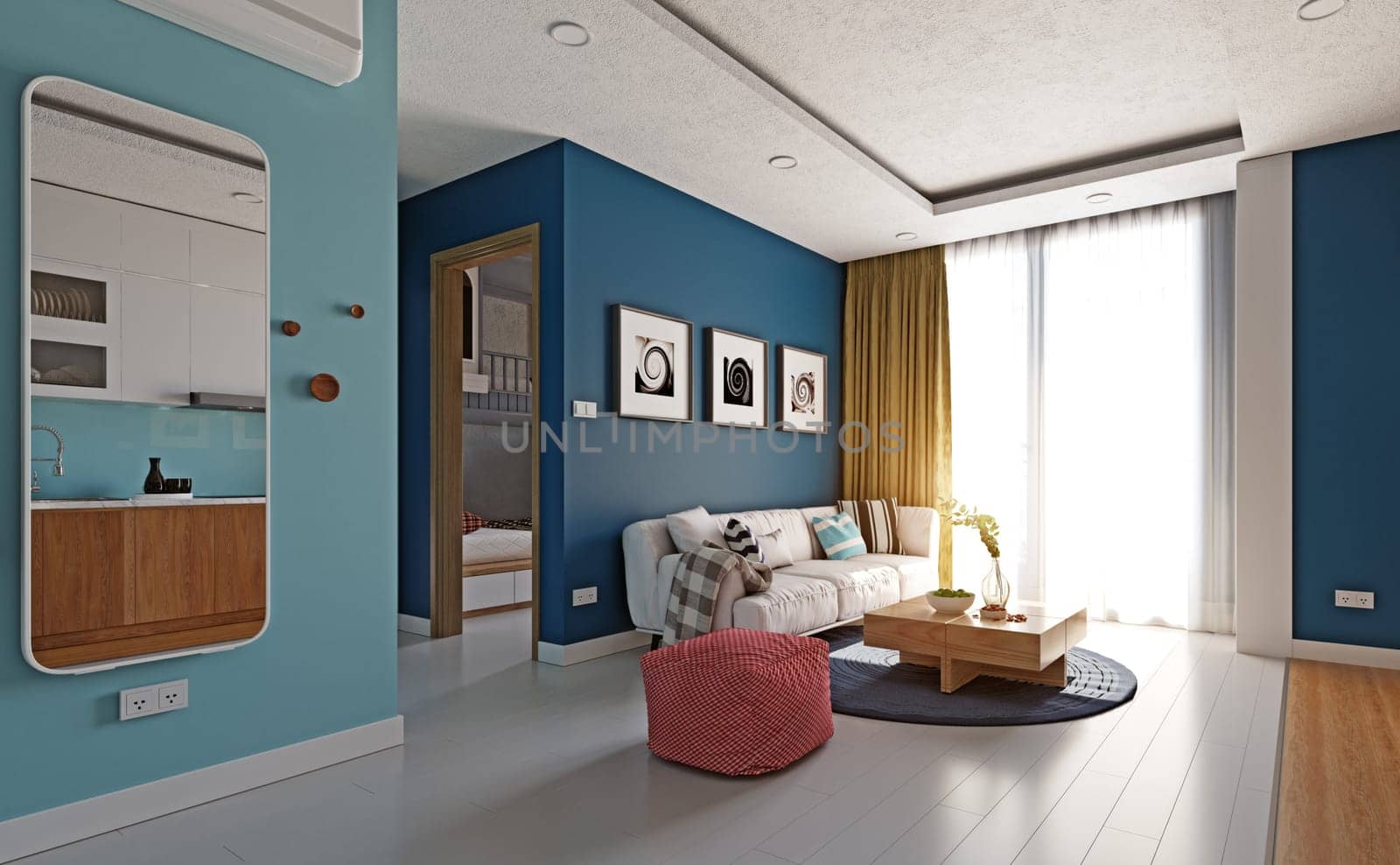 modern apartment interior. 3d rendering design concept