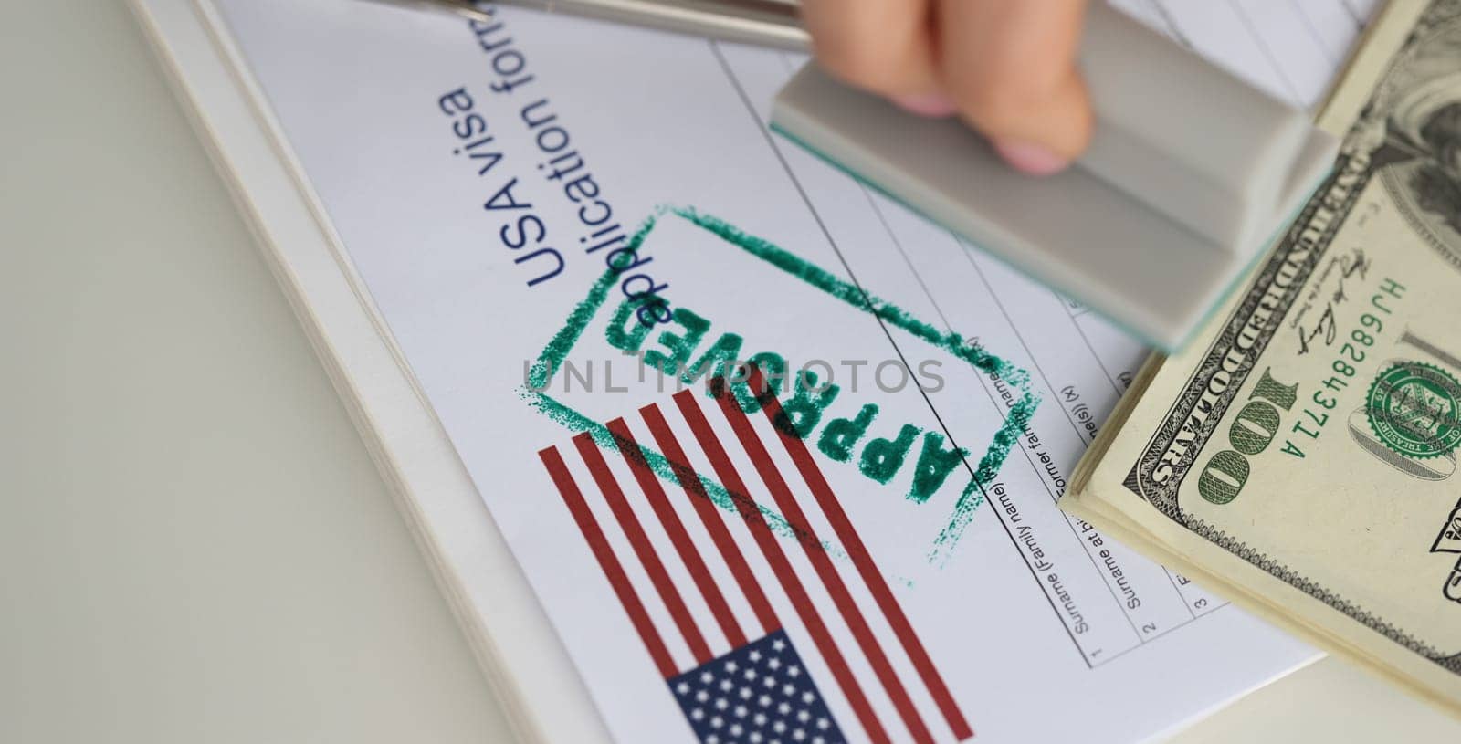 Document is approved for US visa closeup by kuprevich
