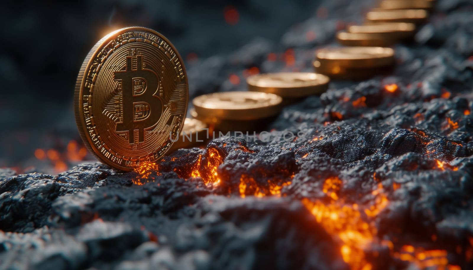 Bitcoin, close-up of a cryptocurrency coin by Nadtochiy