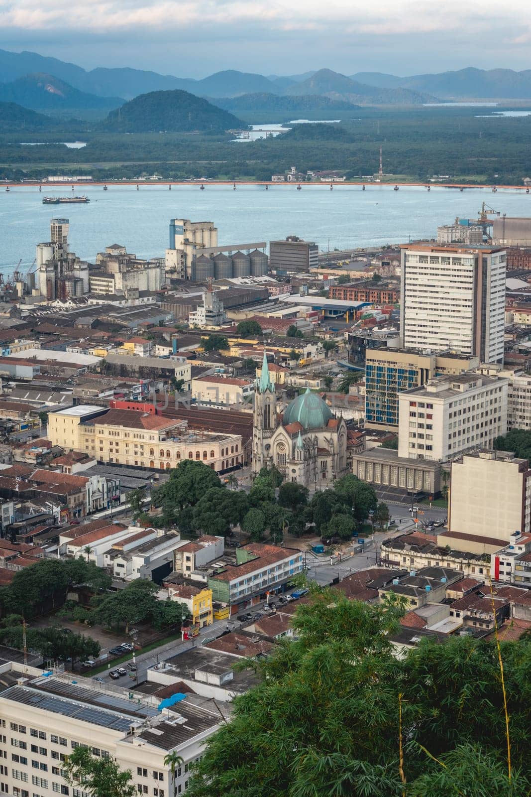 View from the north part and the harbours of Santos, SP Brazil. April 3 2024.