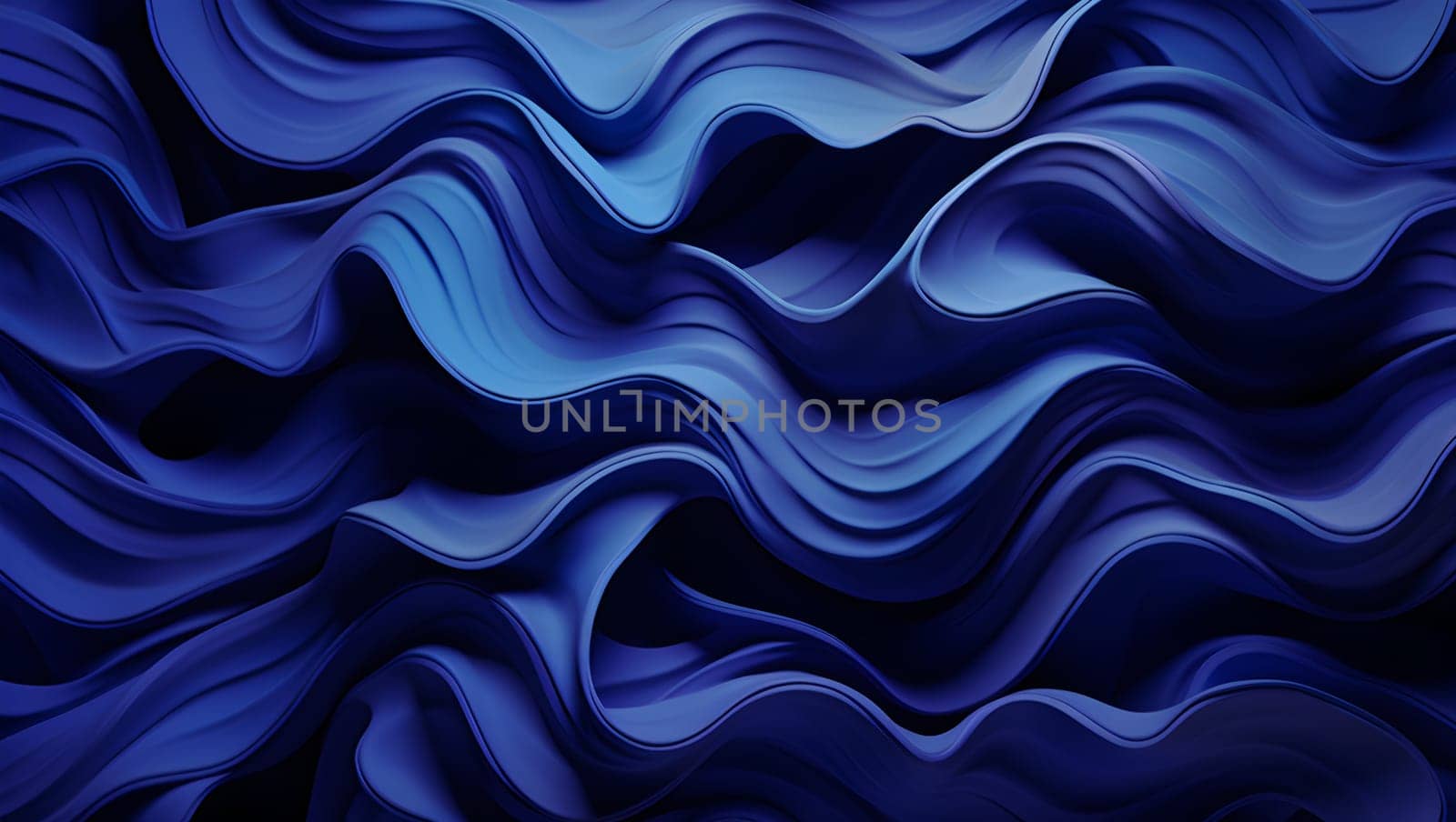 Blue waves made of fabric. Beautiful abstract background. High quality illustration