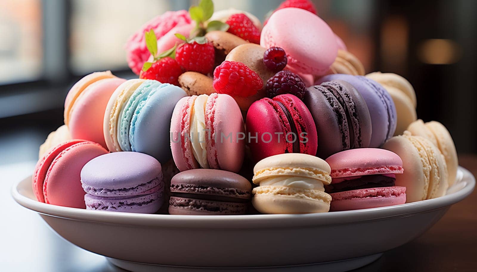 Close-up of multicolored macaroon. High quality photo