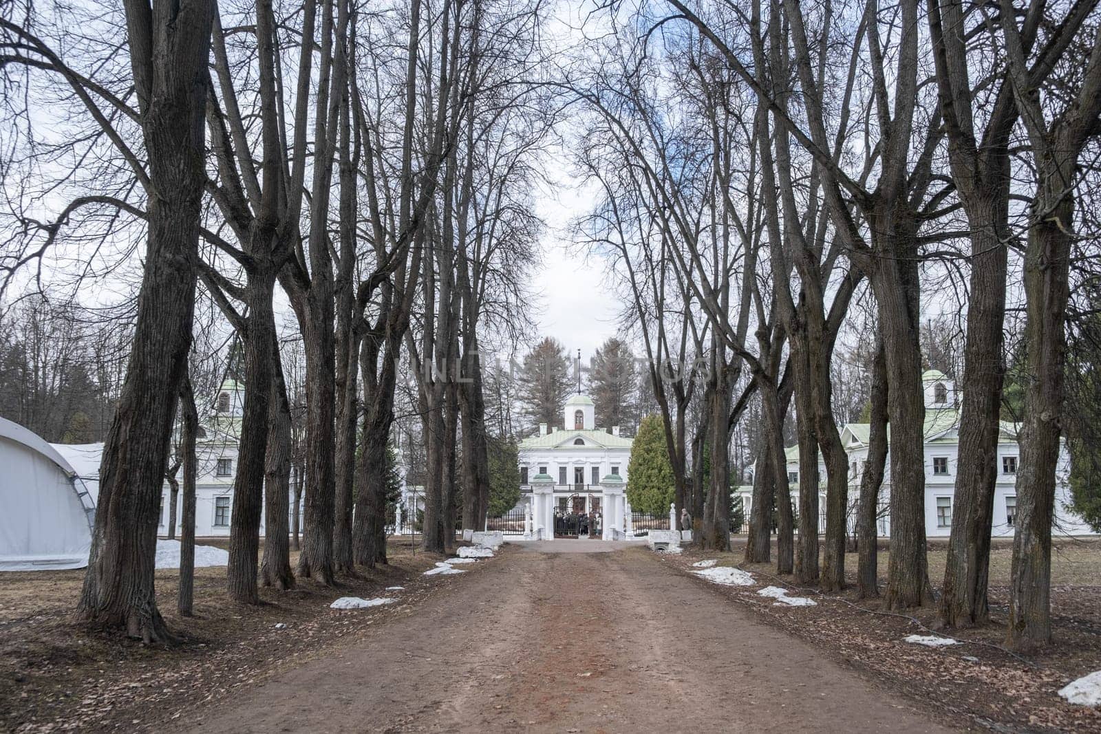 Serednikovo manor, mansion, palace, white building. Equestrian building, by AnatoliiFoto