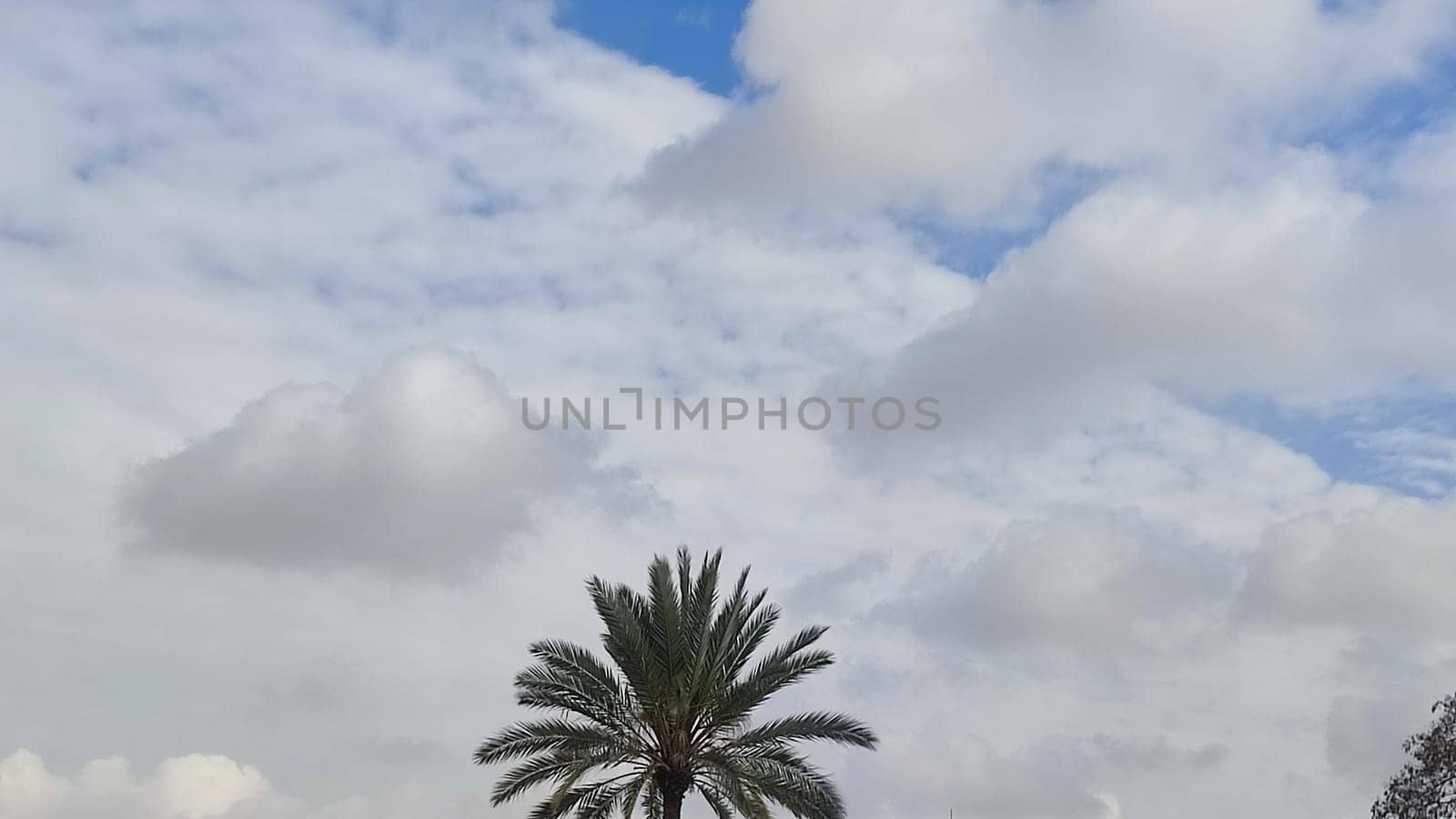 Blue gray light sky nature white clouds whether background, sun face . High quality photo