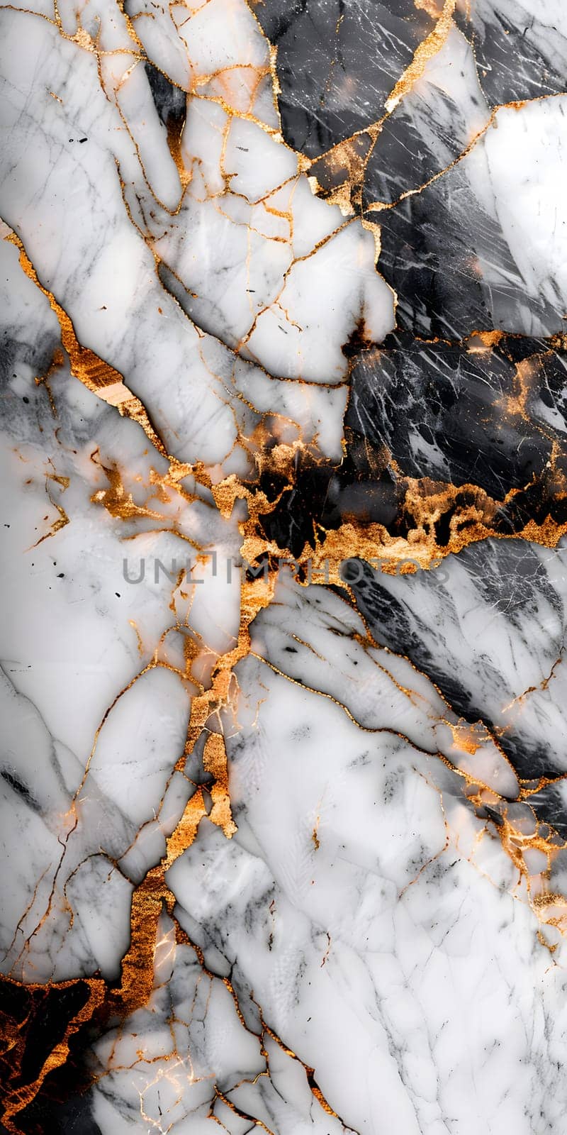 A close up of marble pattern with gold veins, resembling natural landscape. High quality photo