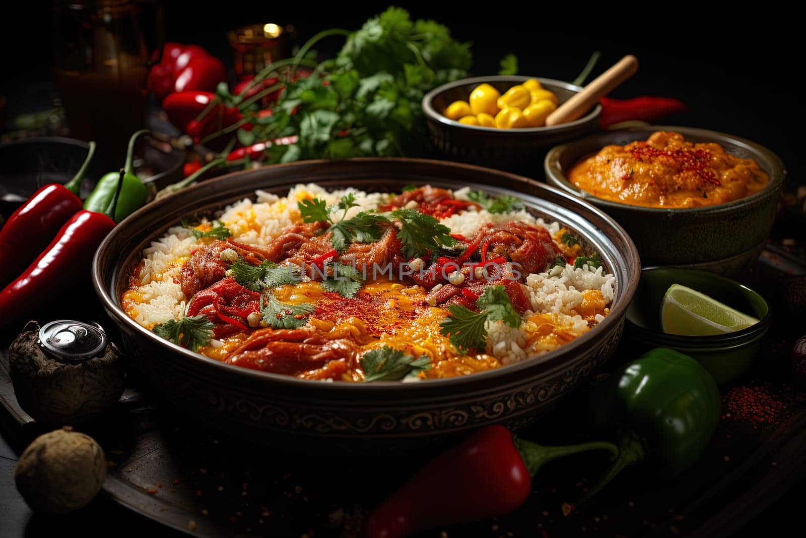 Traditional Latin American dish locro beautifully served on table