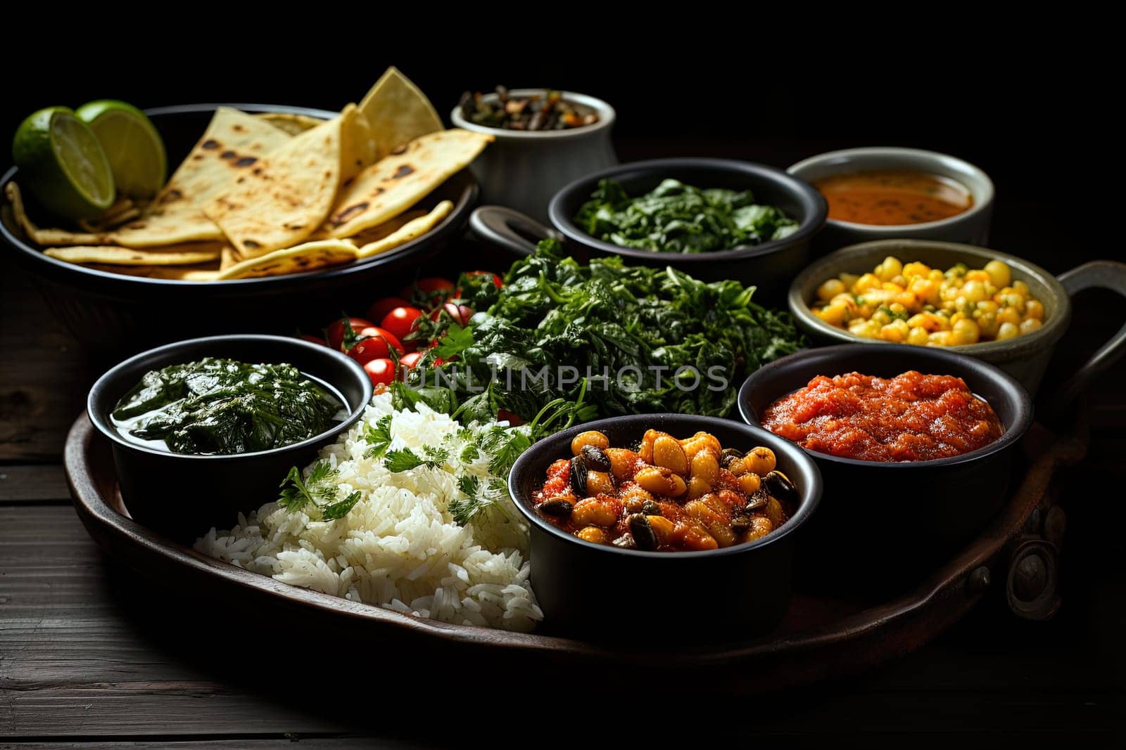 Latin american traditional appetizers ornate dish illustration