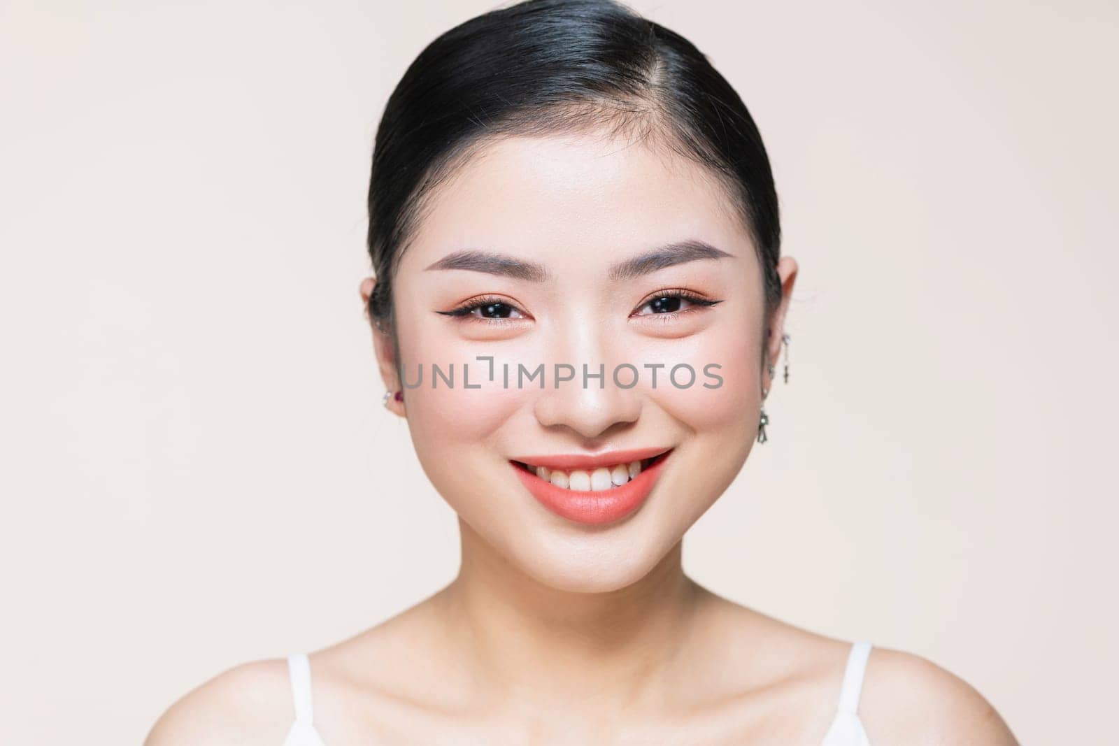 Portrait beautiful young woman with clean fresh skin.