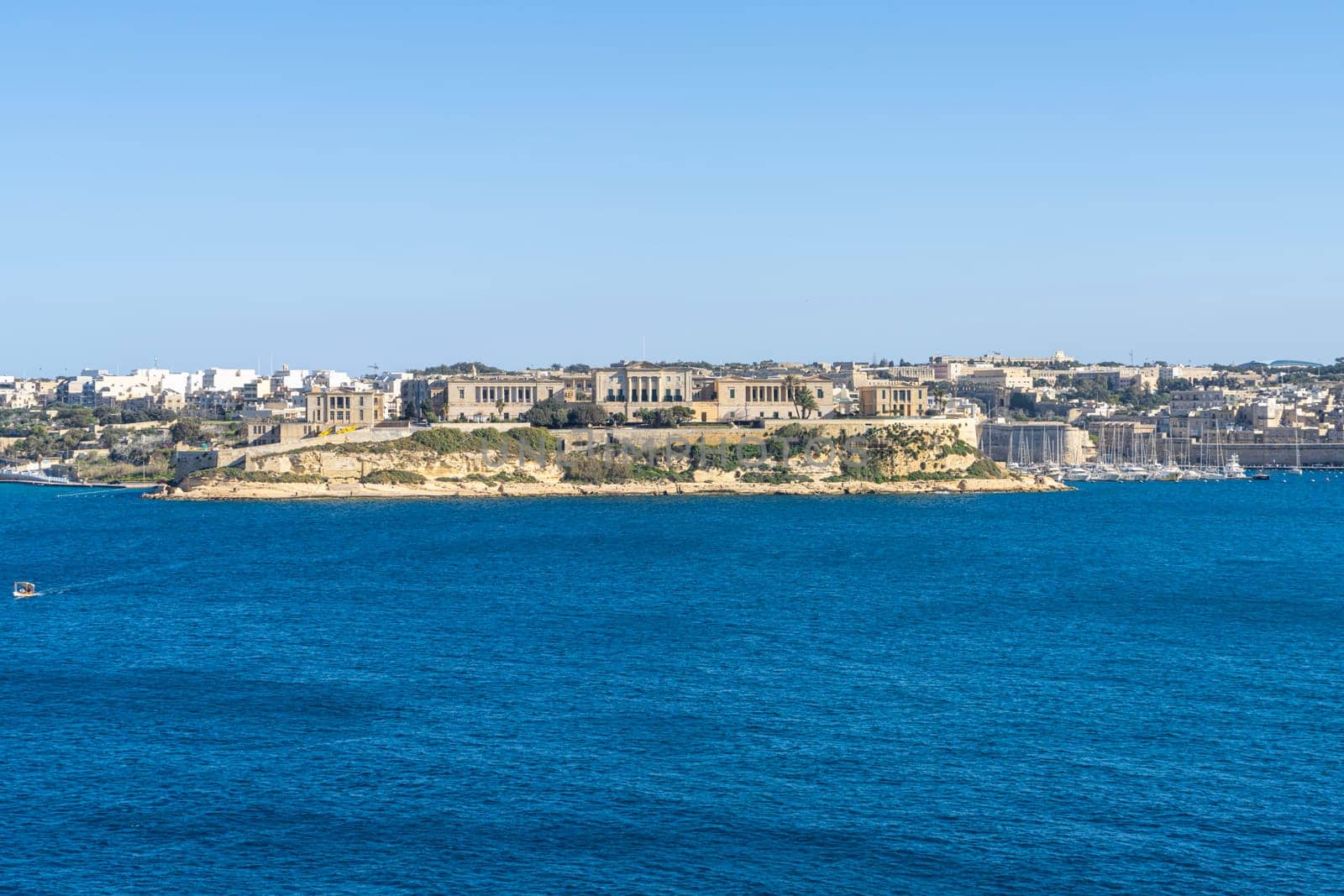 Valletta, Malta, April 03, 2024.  panoramic view of the city port