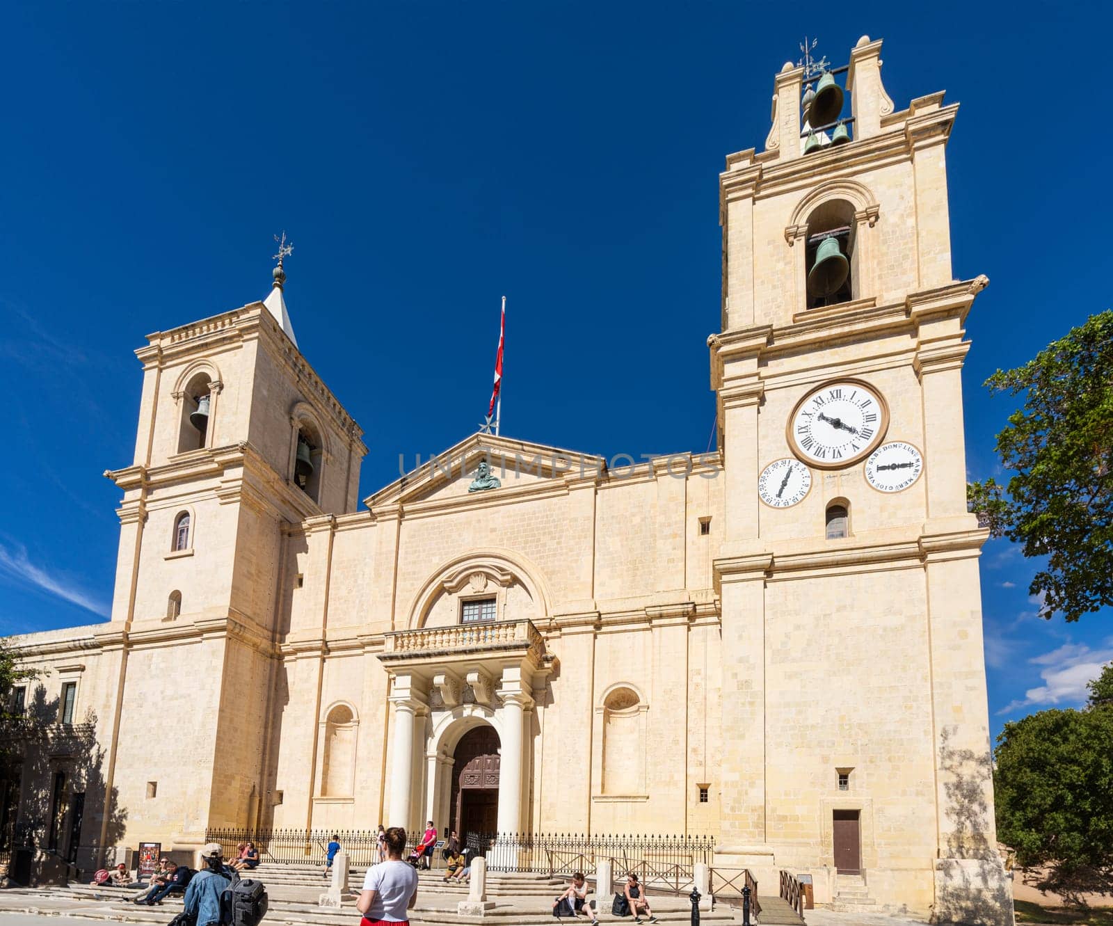Valletta, Malta, April 03, 2024.  the view of the facade of St. John's Cathedral in the city center