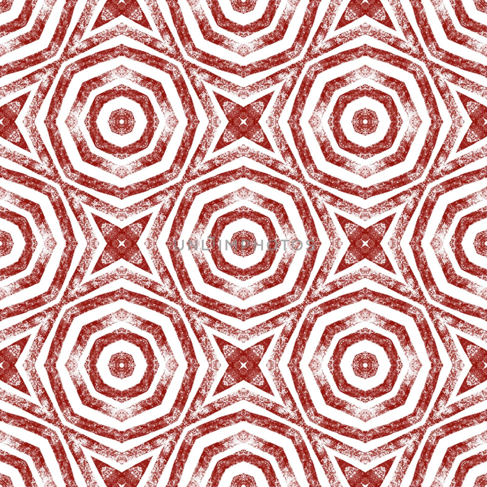 Mosaic seamless pattern. Wine red symmetrical kaleidoscope background. Retro mosaic seamless design. Textile ready exotic print, swimwear fabric, wallpaper, wrapping.