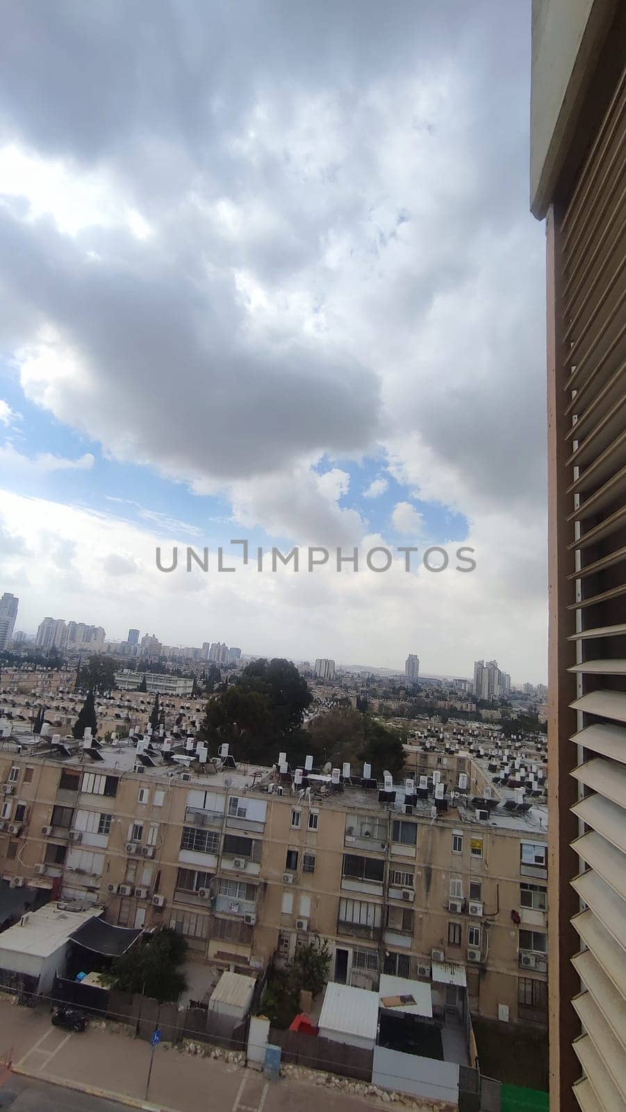 city ​​view from above, cityscape, sky and buildings. High quality photo