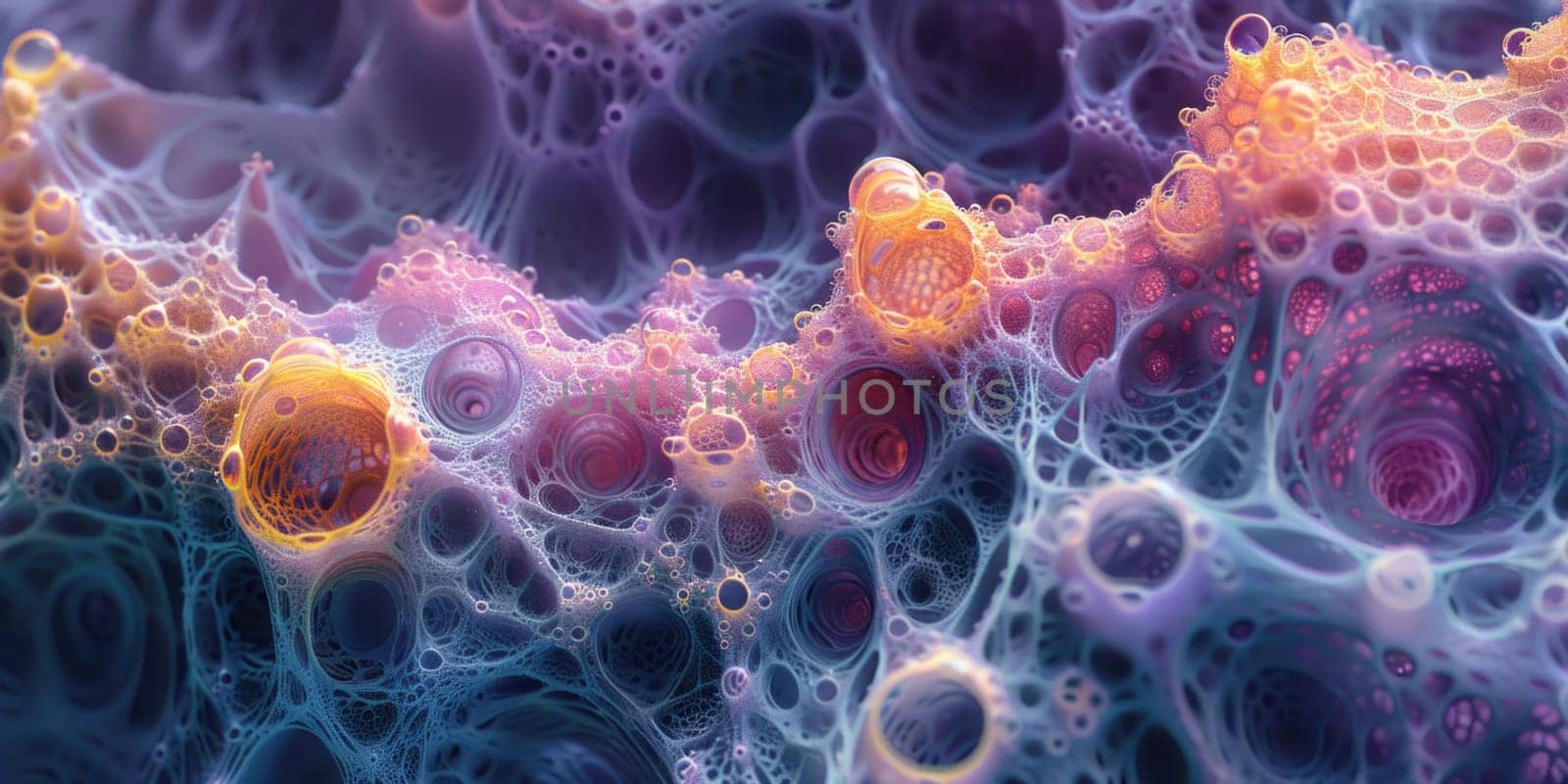 Detailed view of a vibrant and bubbly substance captured up close.