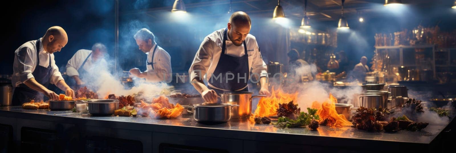 Group of People Cooking Together in Kitchen by but_photo