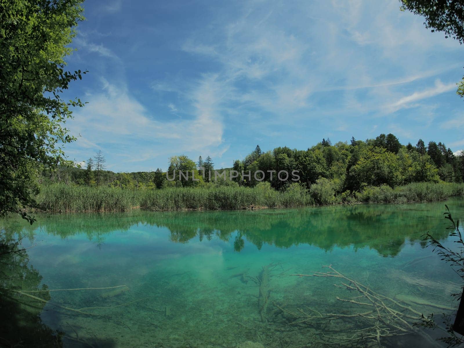 A Summer view of water lakes and beautiful waterfalls in Plitvice Lakes National Park, Croatia