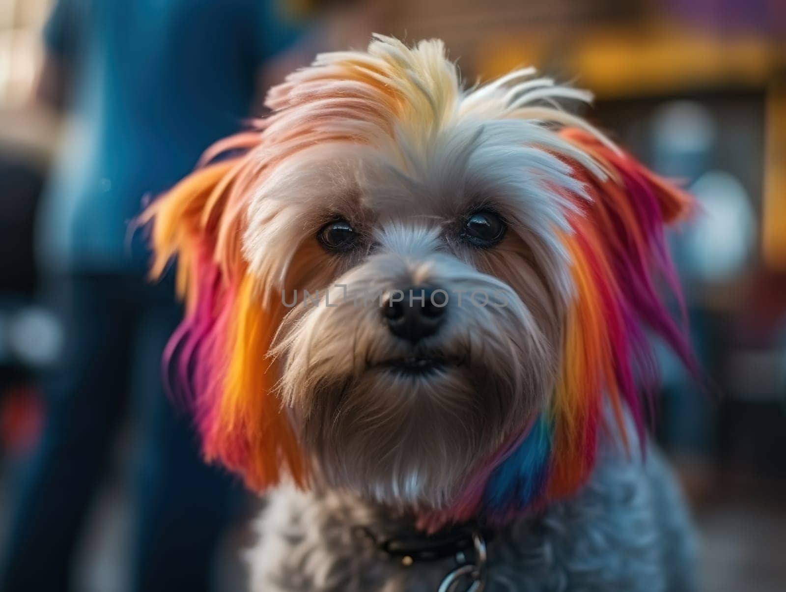 Adorable Yorkshire Terrier With Dyed Fur