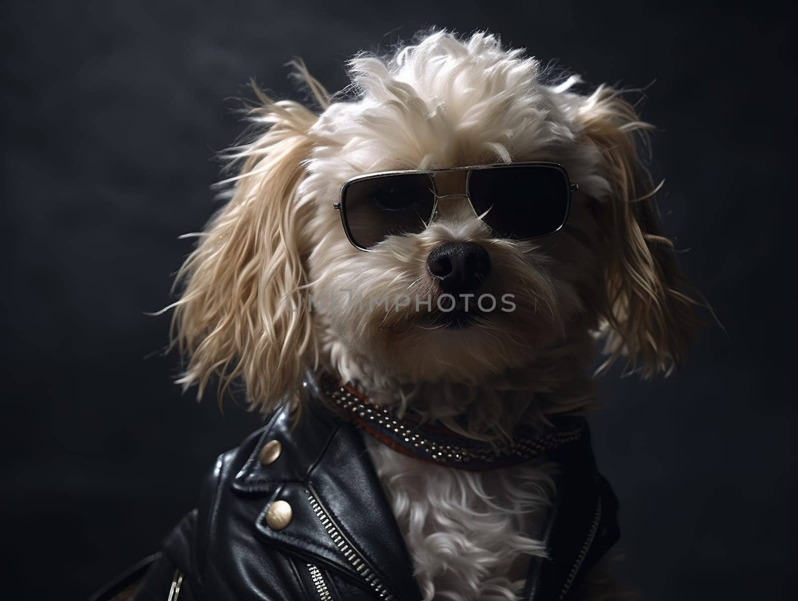 Funny Yorkshire Terrier In Sunglasses Dresses Like Rock Musician by tan4ikk1