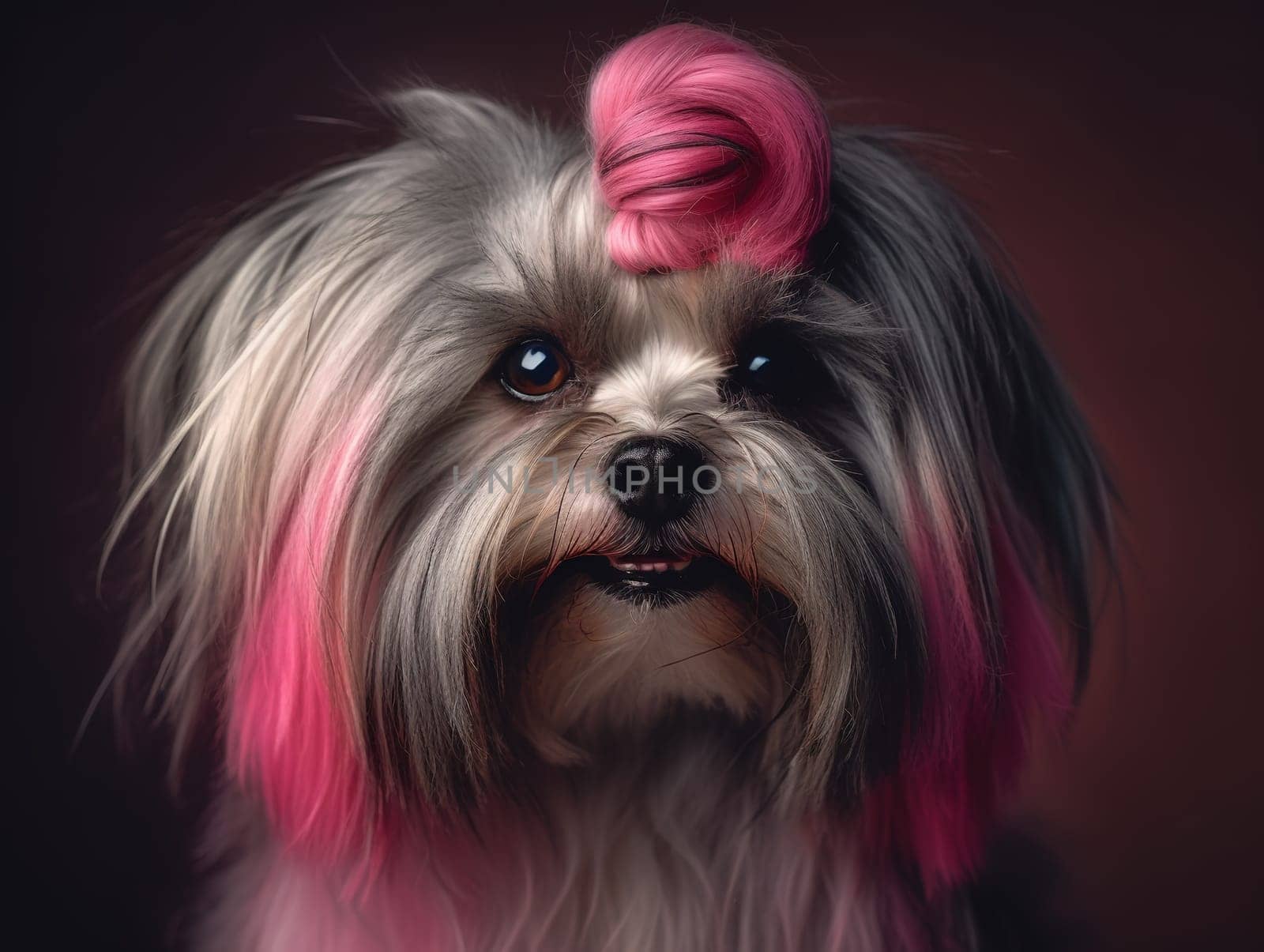Cute Little White Yorkshire Terrier With Colored Hair by tan4ikk1