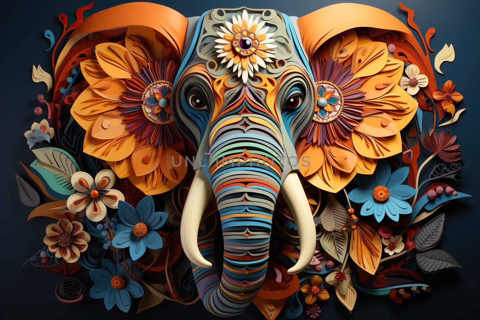 Indian Elephant Illustration In Quilling Style