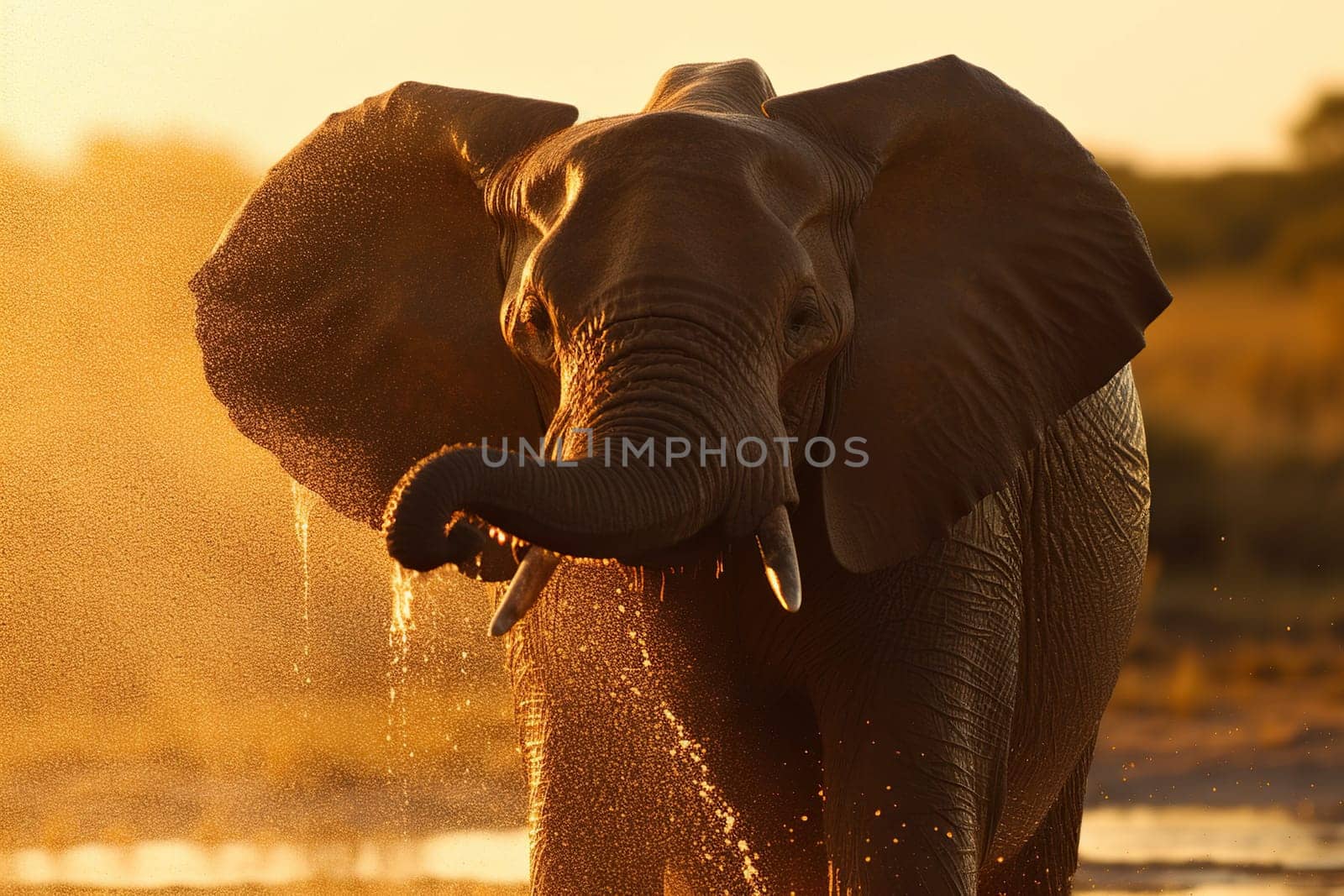 Funny Close Up Of Elephant Refreshing In River by tan4ikk1