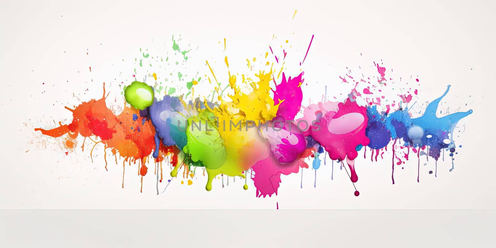 Watercolor Illustration Of Rainbow Paint Splash And Drops Isolated On A White Background by tan4ikk1