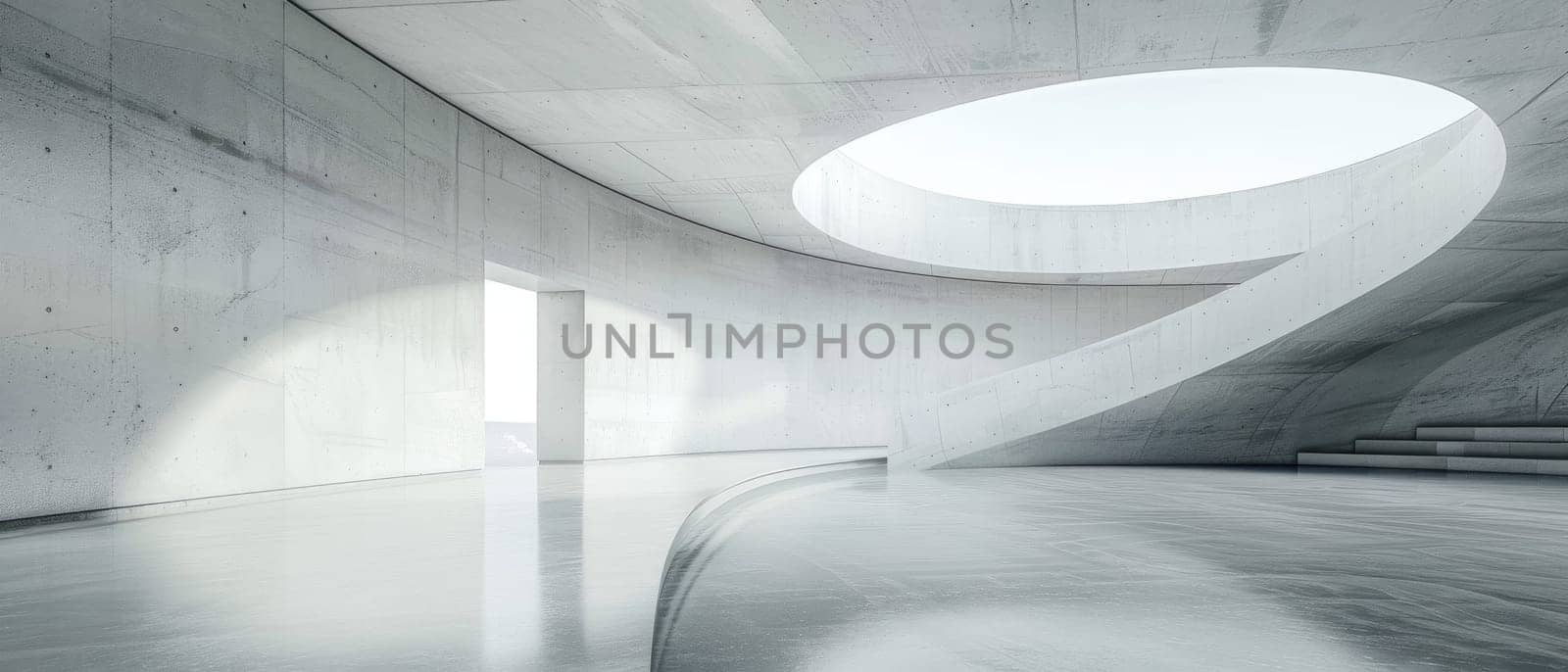 A large, empty room with a white ceiling and walls by AI generated image by wichayada