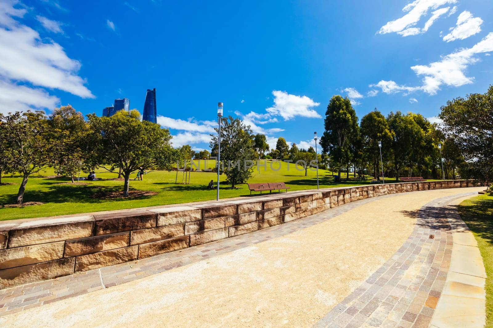 SYDNEY, AUSTRALIA - DECEMBER 03, 2023: The Barangaroo Reserve area of Sydney near The Rocks in Sydney, New South Wales, Australia.