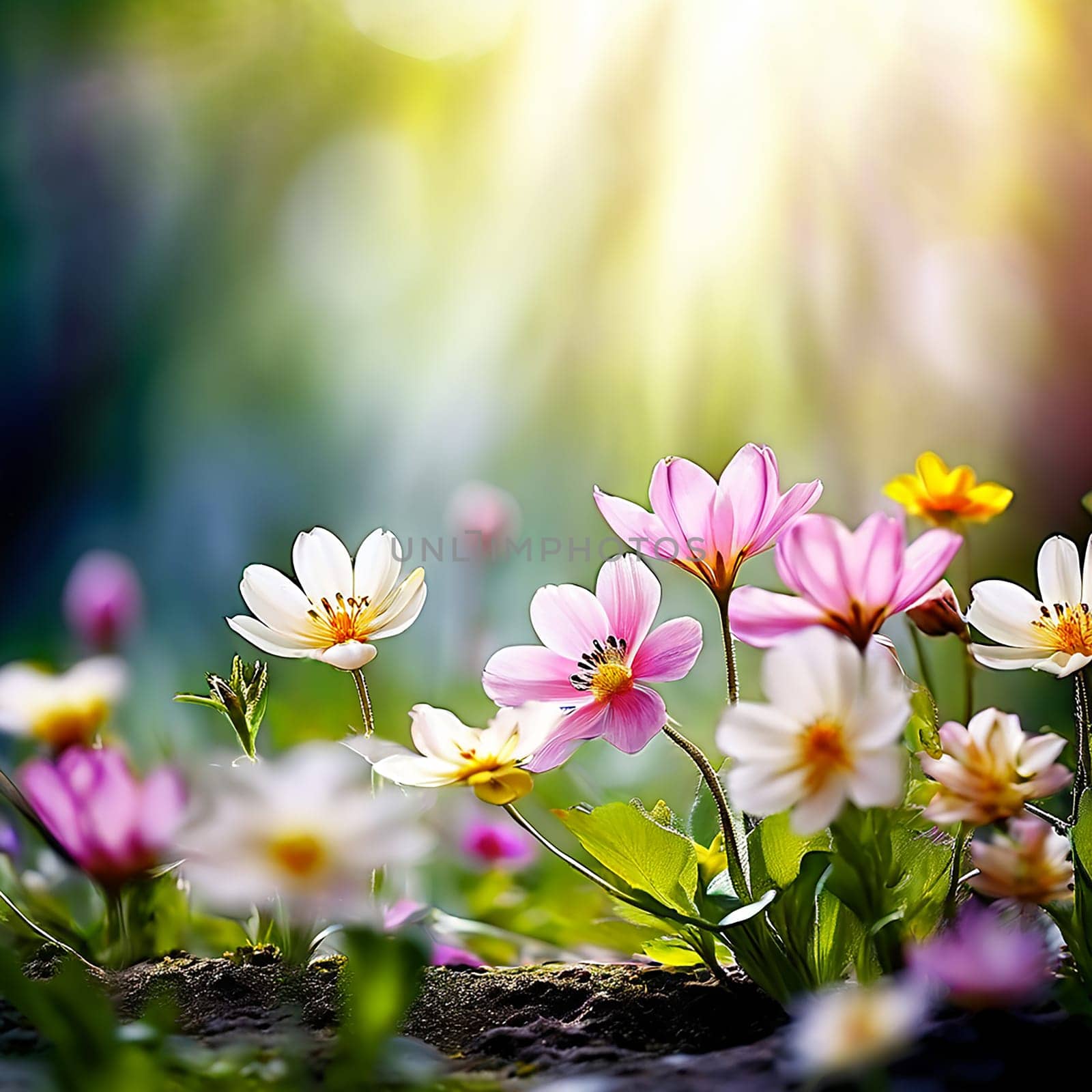 Nature's Palette: Spring Flowers Art Background